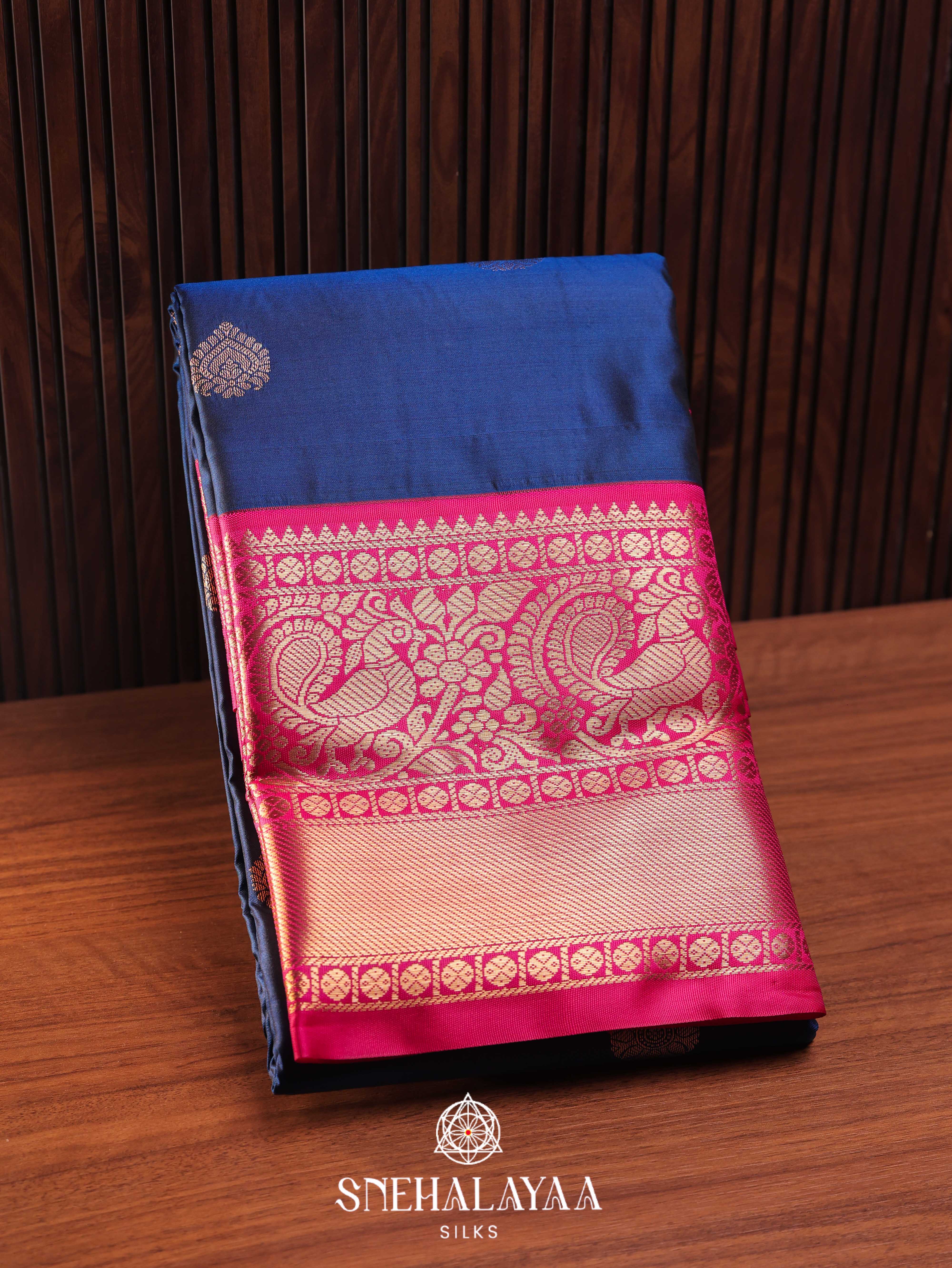 Navy Blue Art Silk Saree