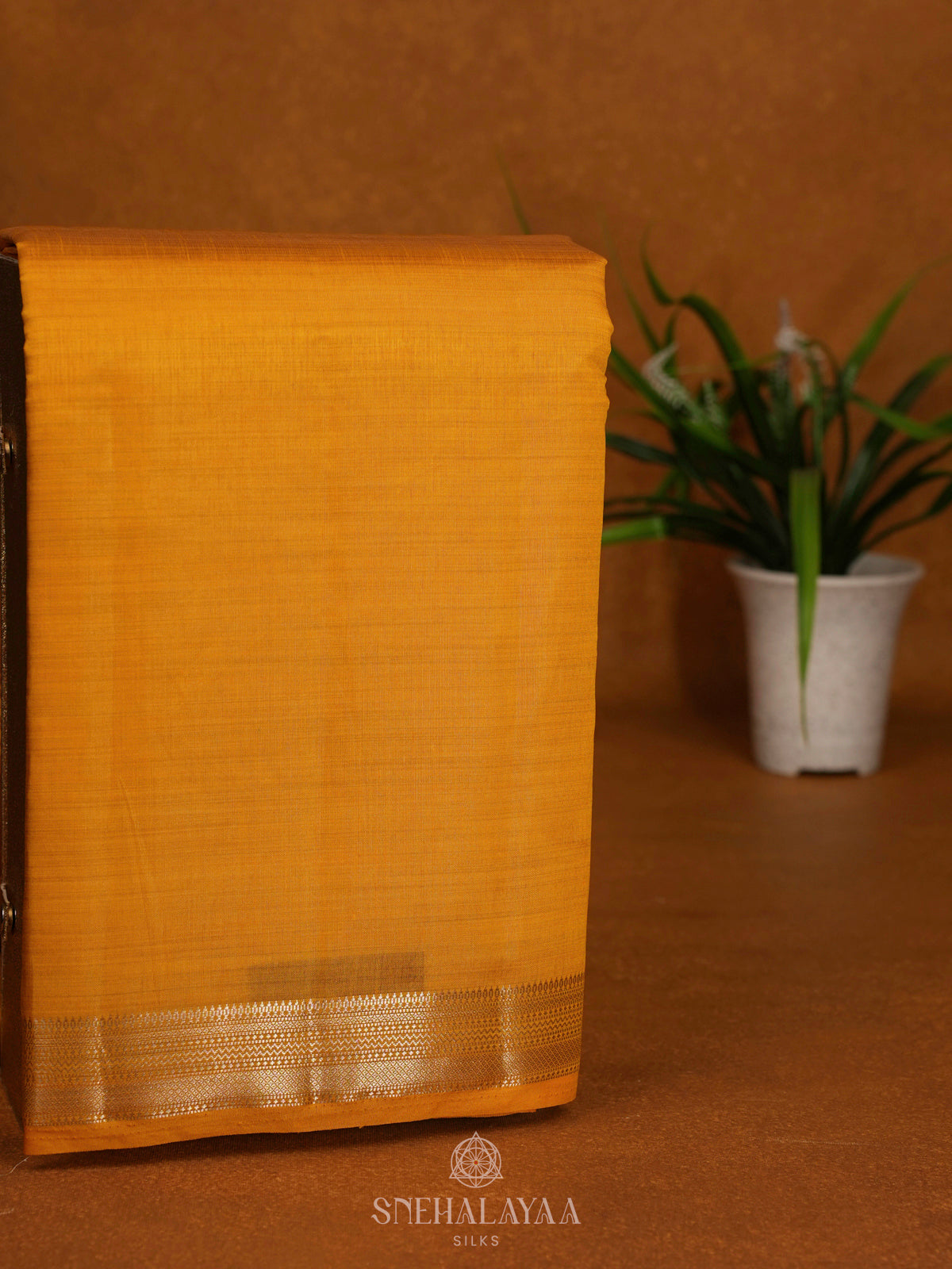 Mango Yellow Raw Silk Saree