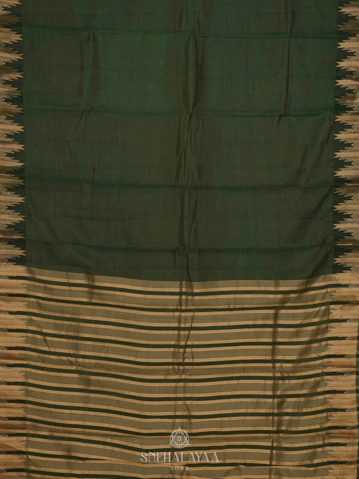 Forest Green Raw Silk Saree