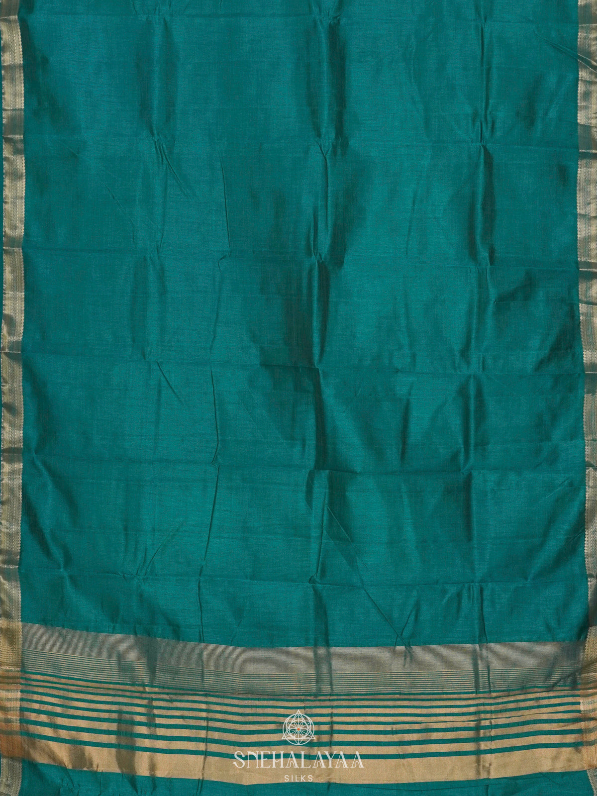 Teal Blue Raw Silk Saree