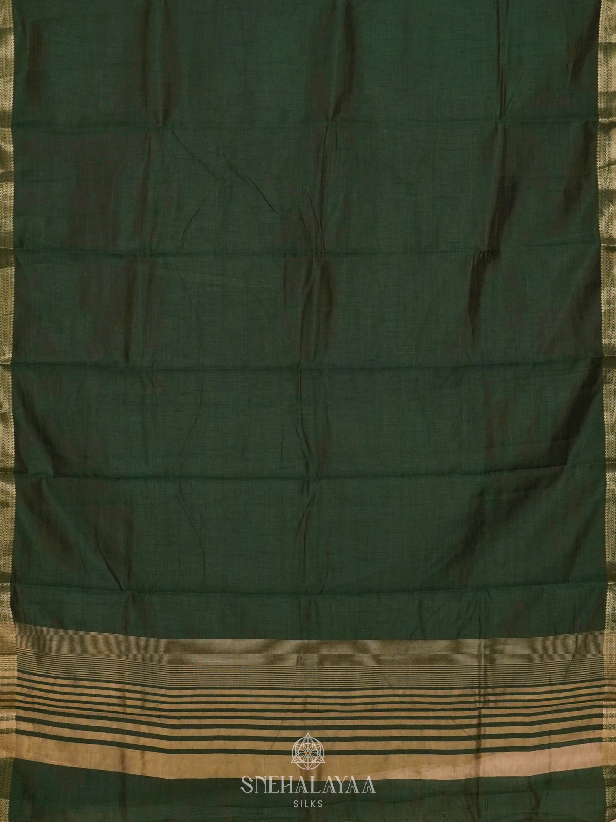 Forest Green Raw Silk Saree