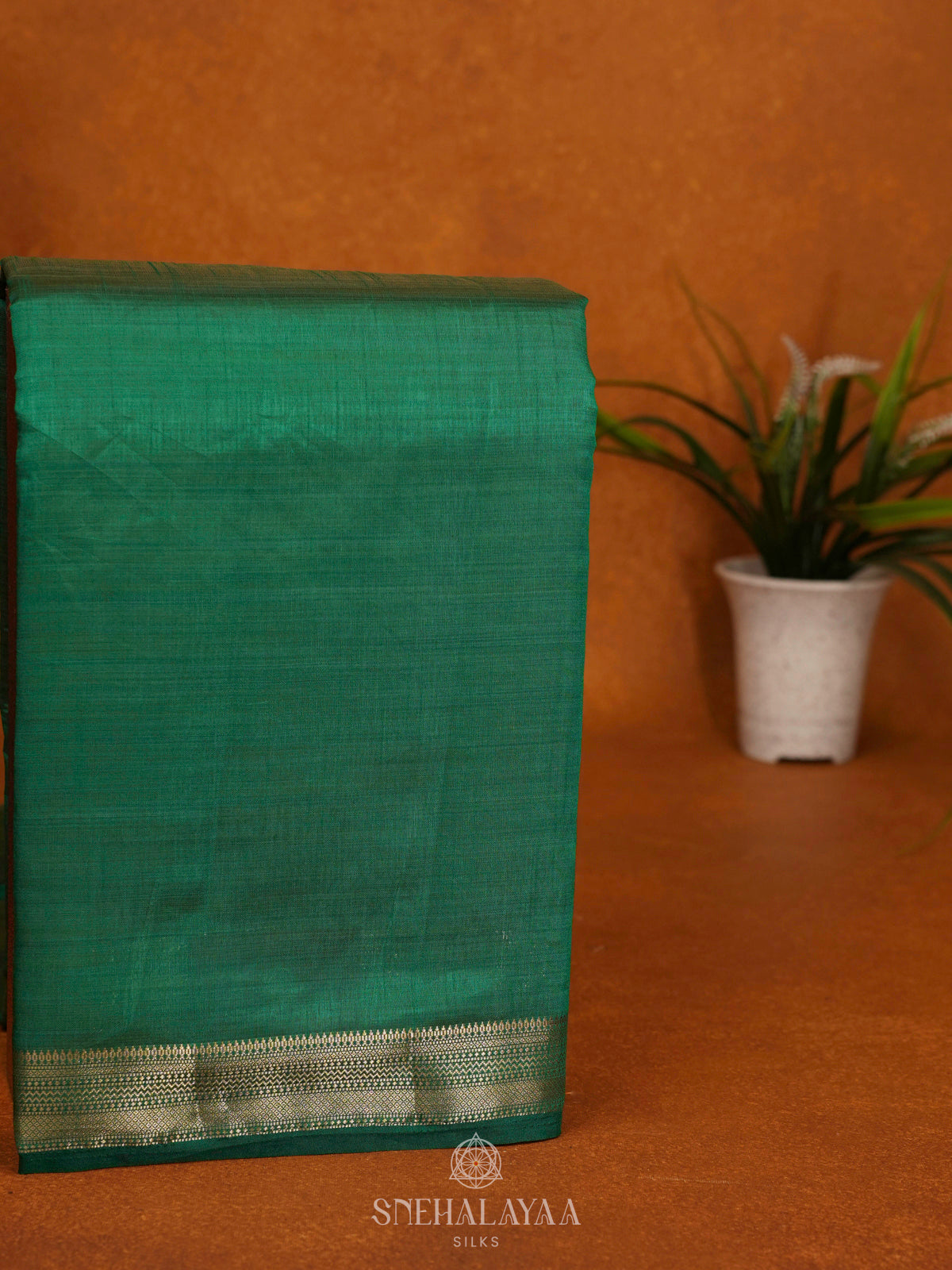 Forest Green Raw Silk Saree