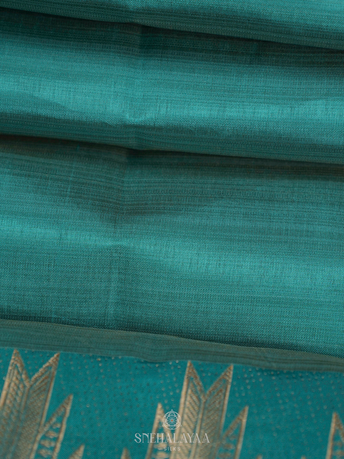 Teal Blue Raw Silk Saree