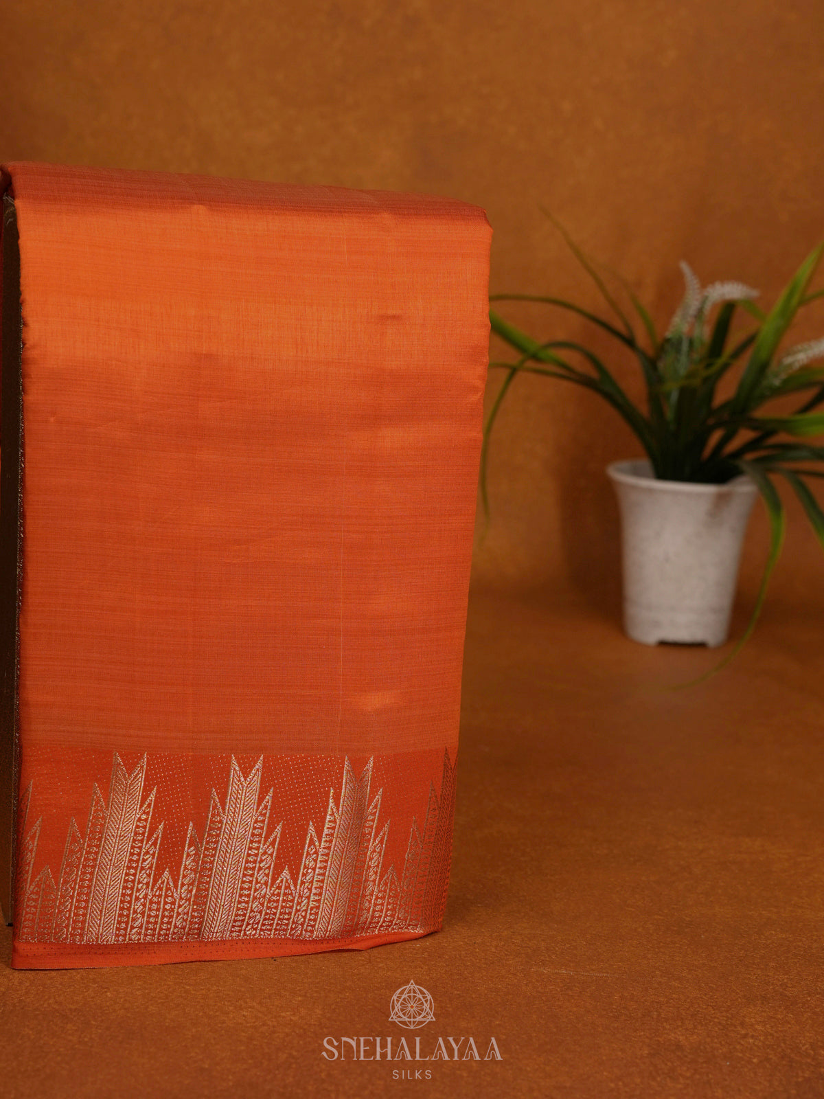 Orange Raw Silk Saree