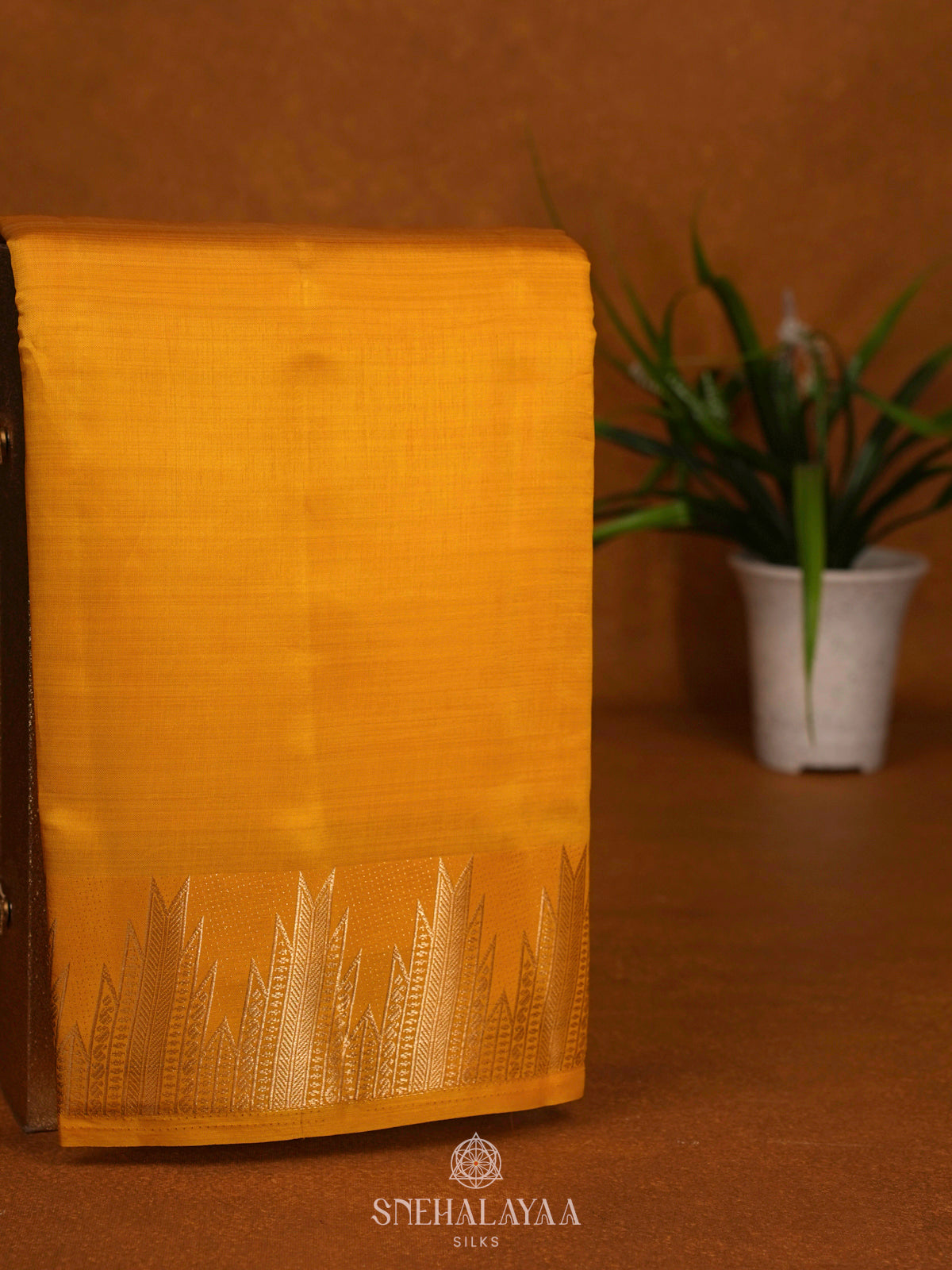 Mango Yellow Raw Silk Saree