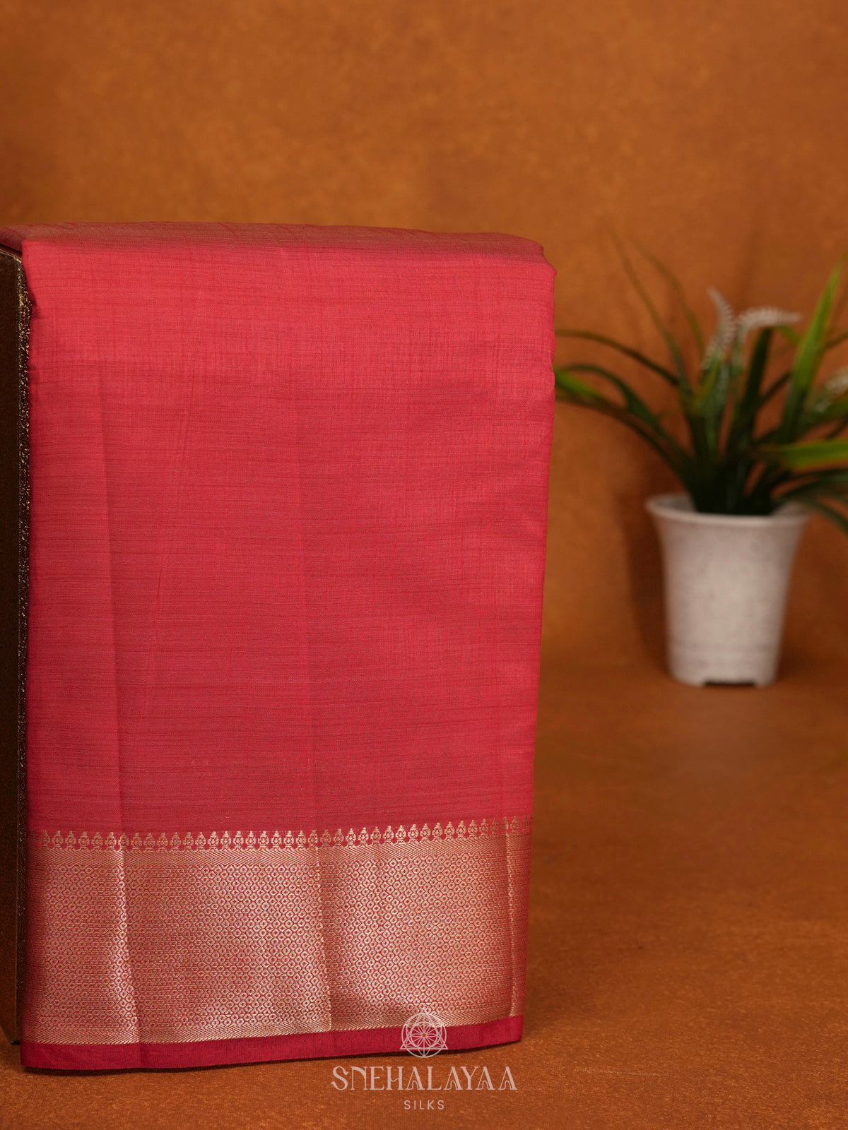 Ruby Red Raw Silk Saree