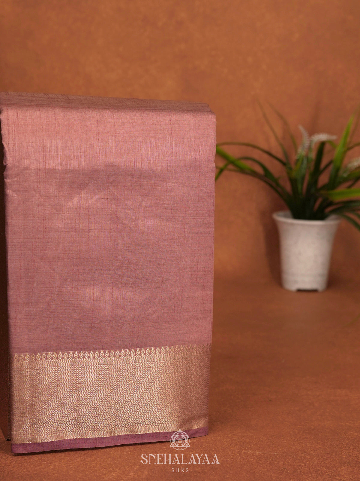 Mauve Pink Raw Silk Saree