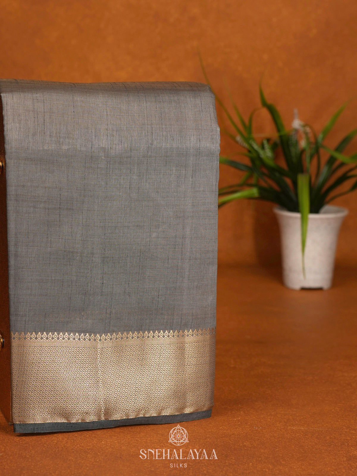 Grey Raw Silk Saree