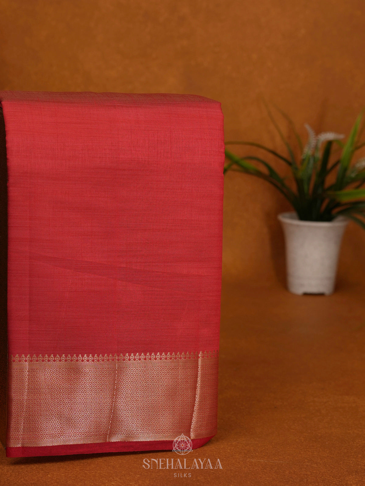Ruby Red Raw Silk Saree