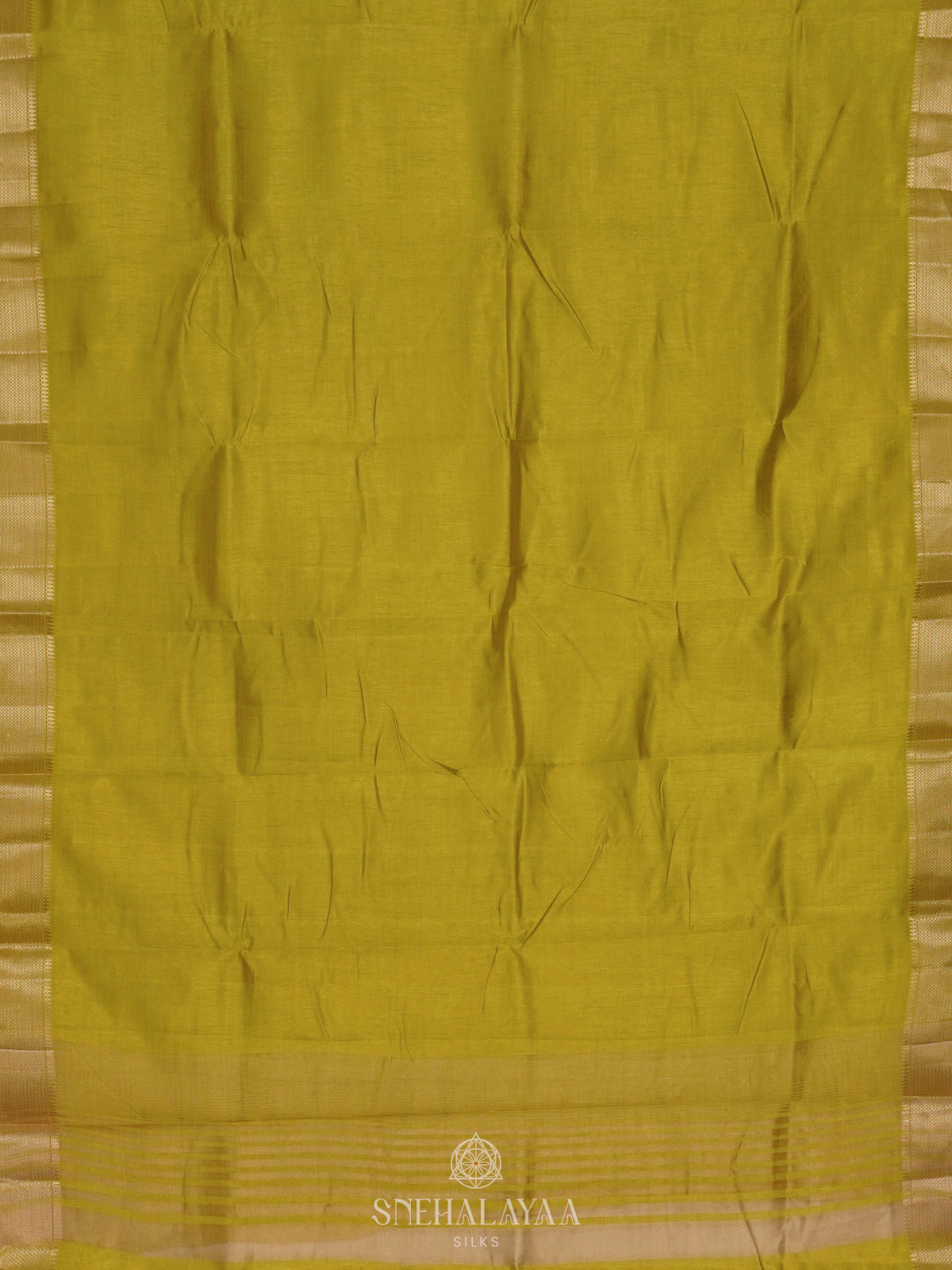 Lime Green Raw Silk Saree