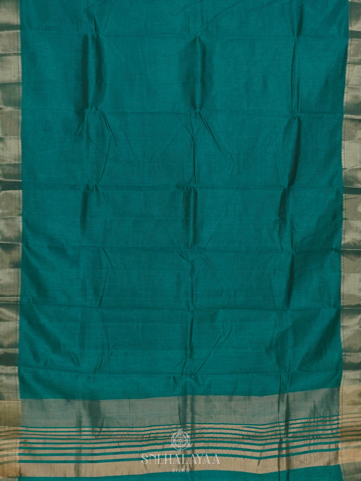 Teal Green Raw Silk Saree