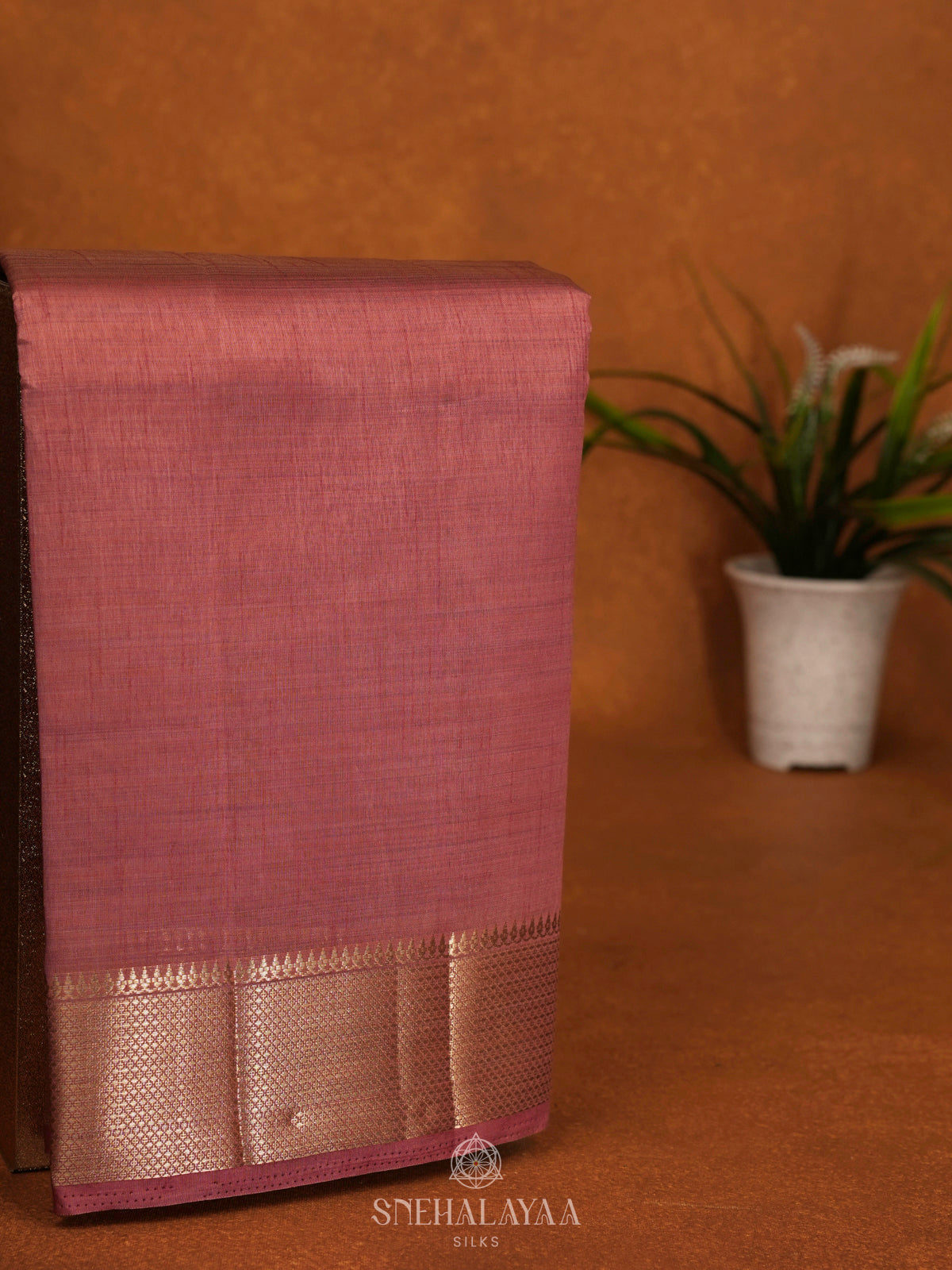 Peach Raw Silk Saree