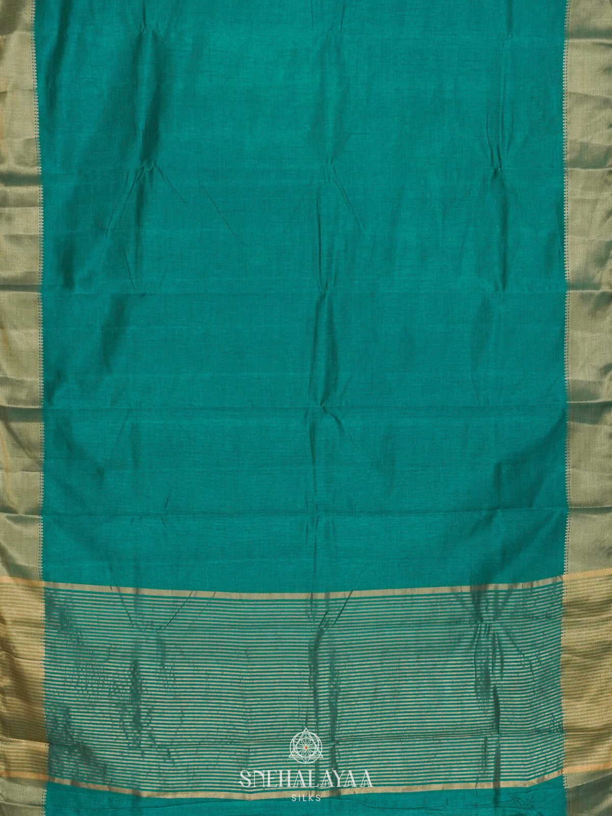 Teal Green Raw Silk Saree