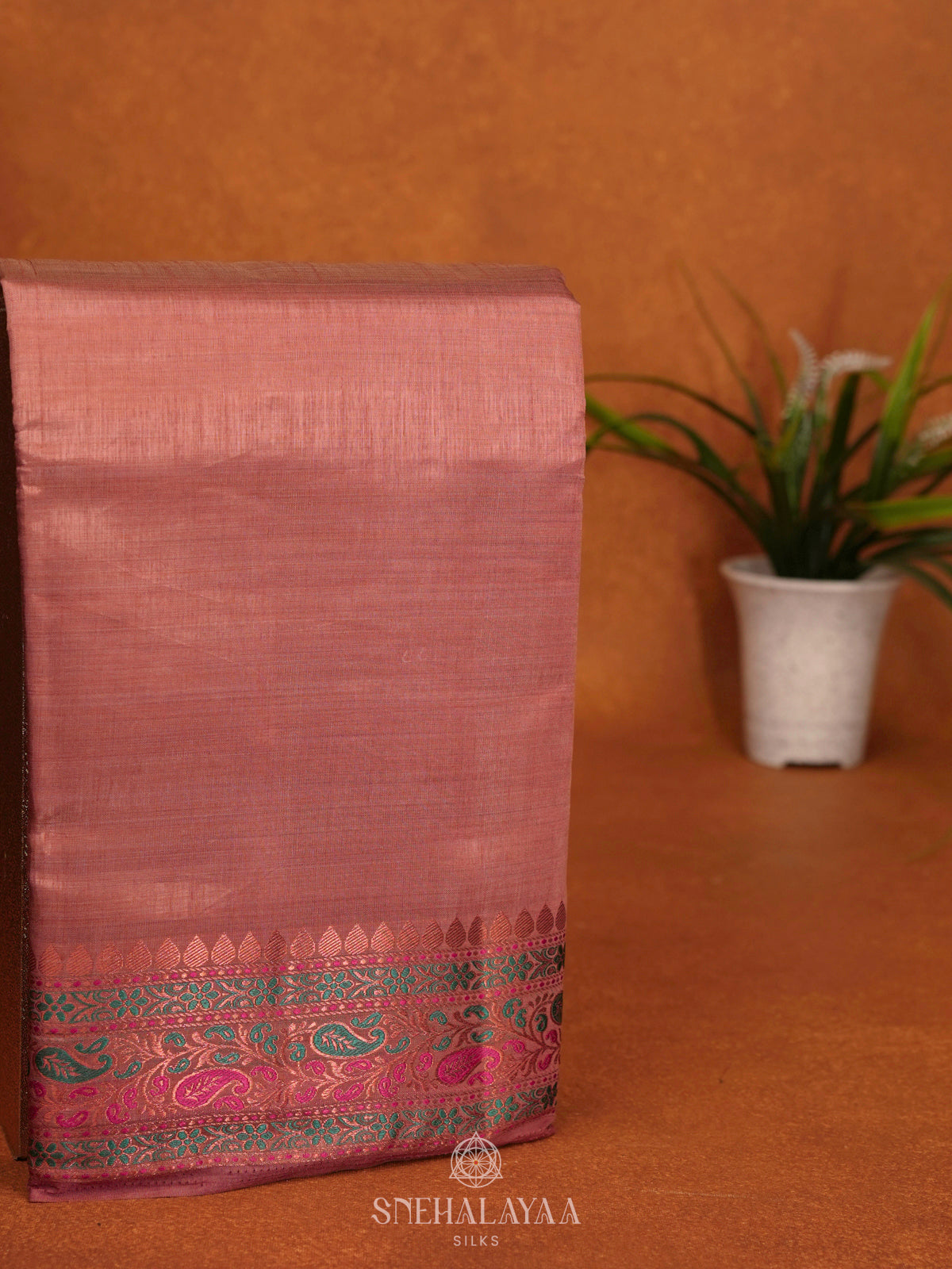 Peach Raw Silk Saree