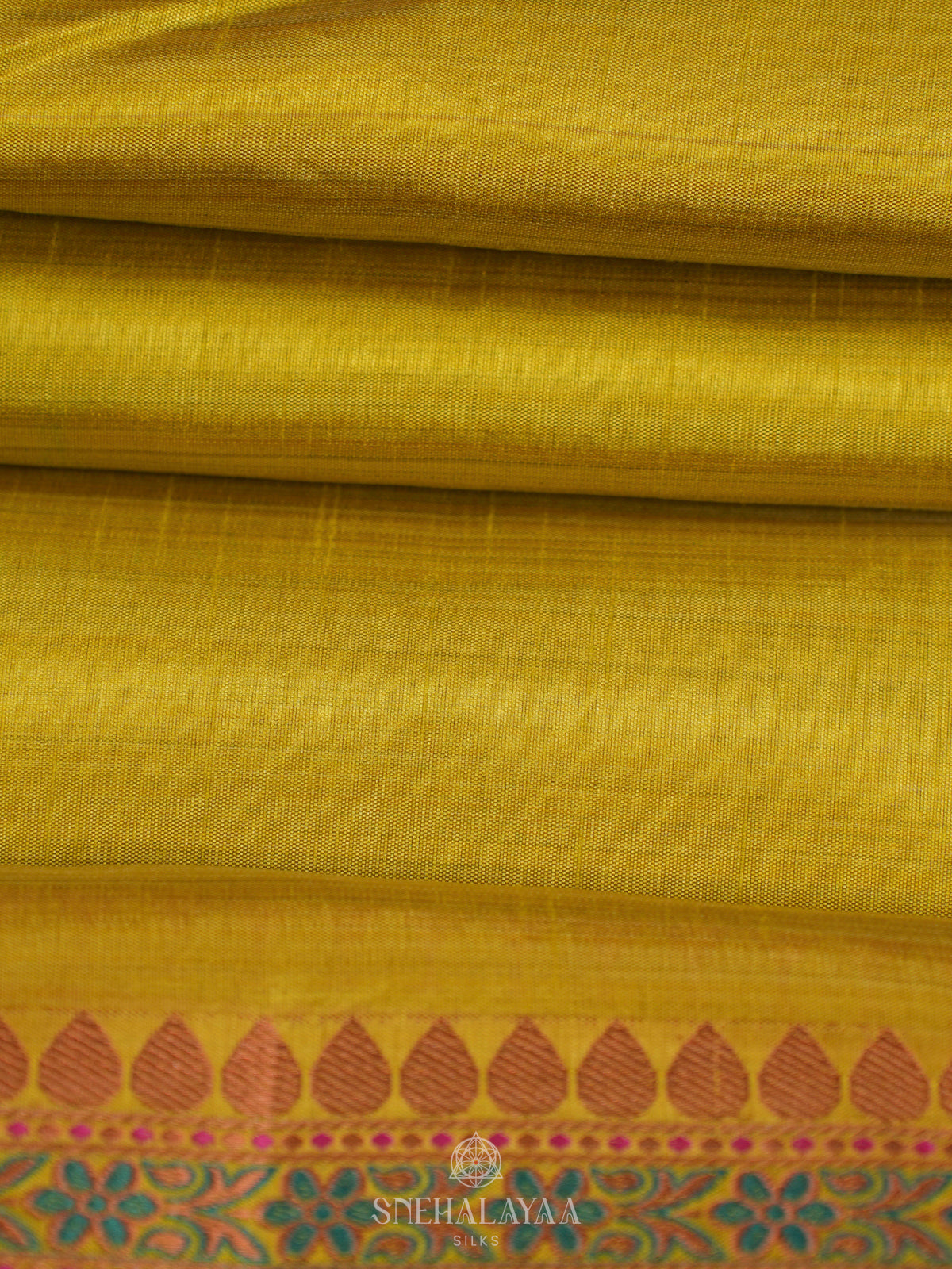 Lemon Yellow Raw Silk Saree