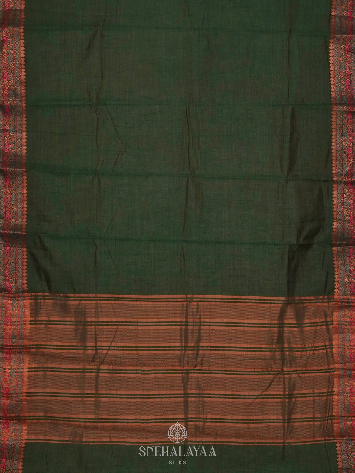 Forest Green Raw Silk Saree