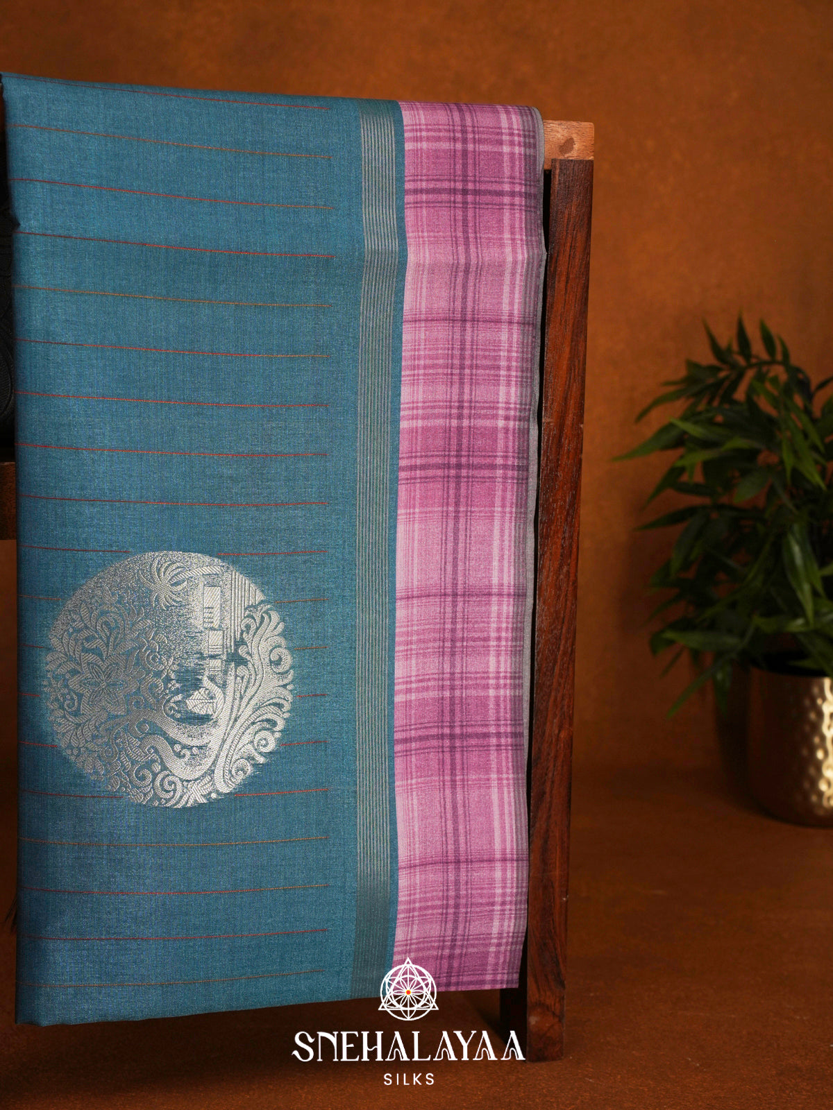 Peacock Blue Jute Saree