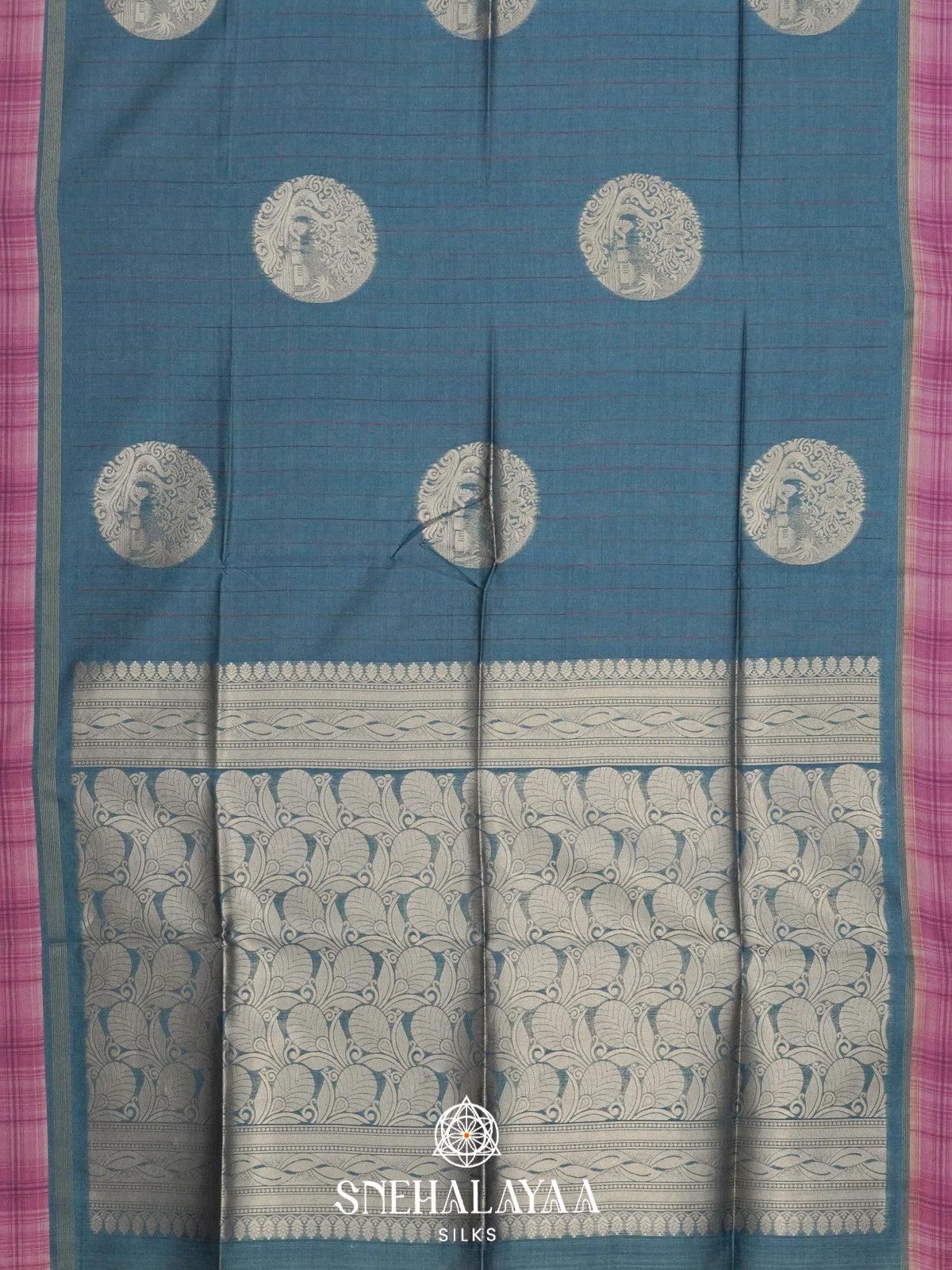 Peacock Blue Jute Saree