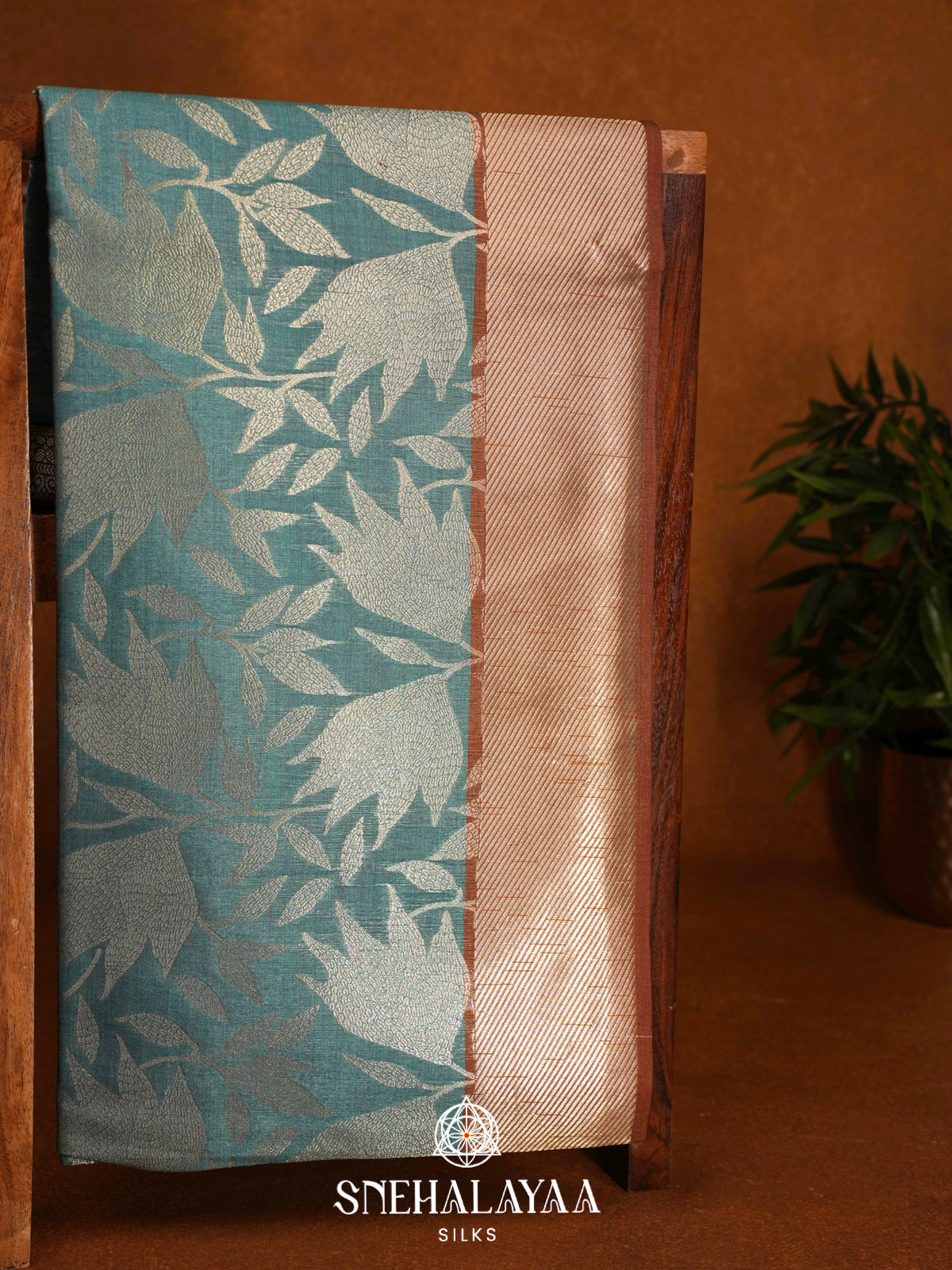 Teal Blue Jute Saree