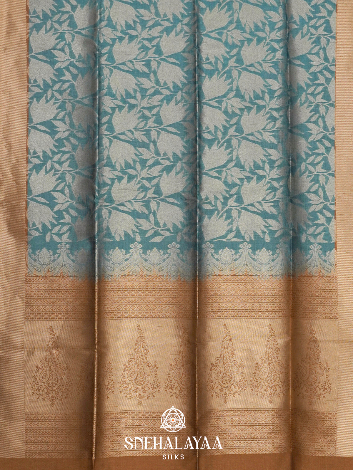 Teal Blue Jute Saree