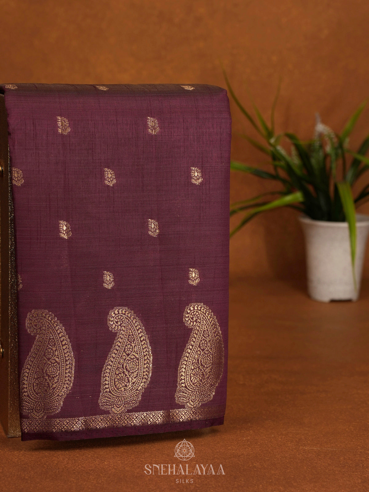Burgundy Raw Silk Saree