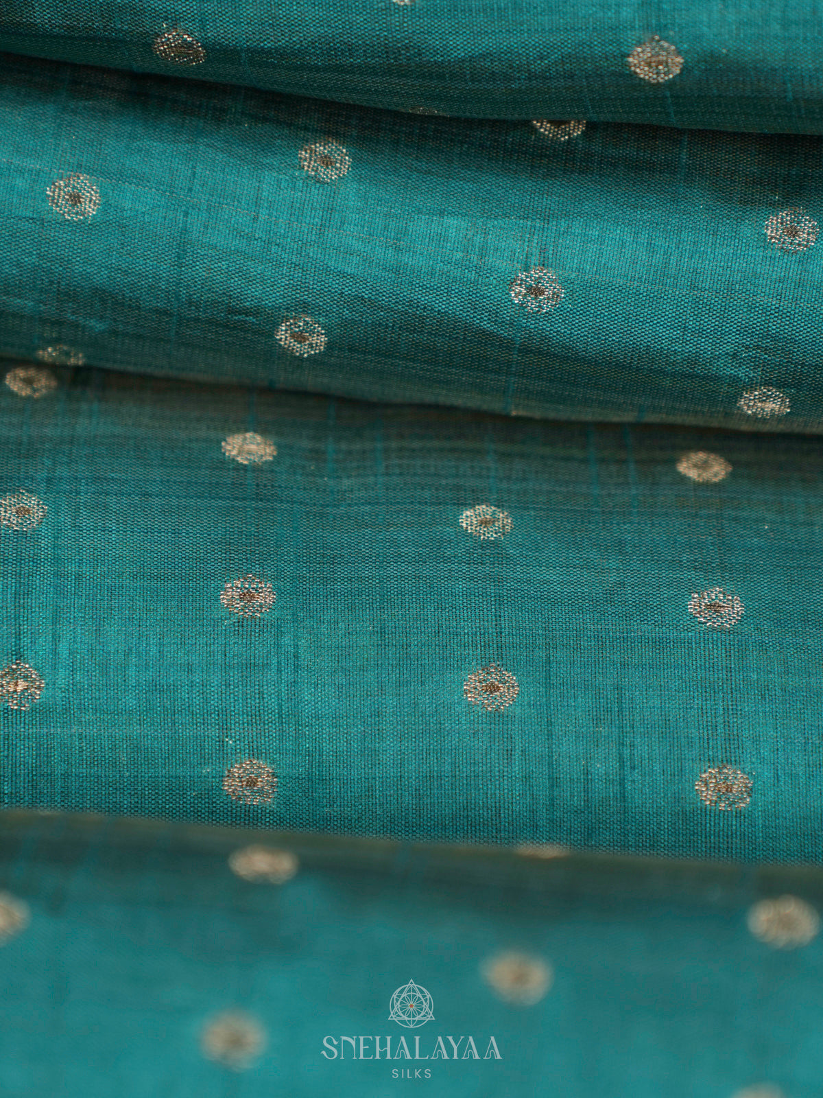 Teal Blue Raw Silk Saree