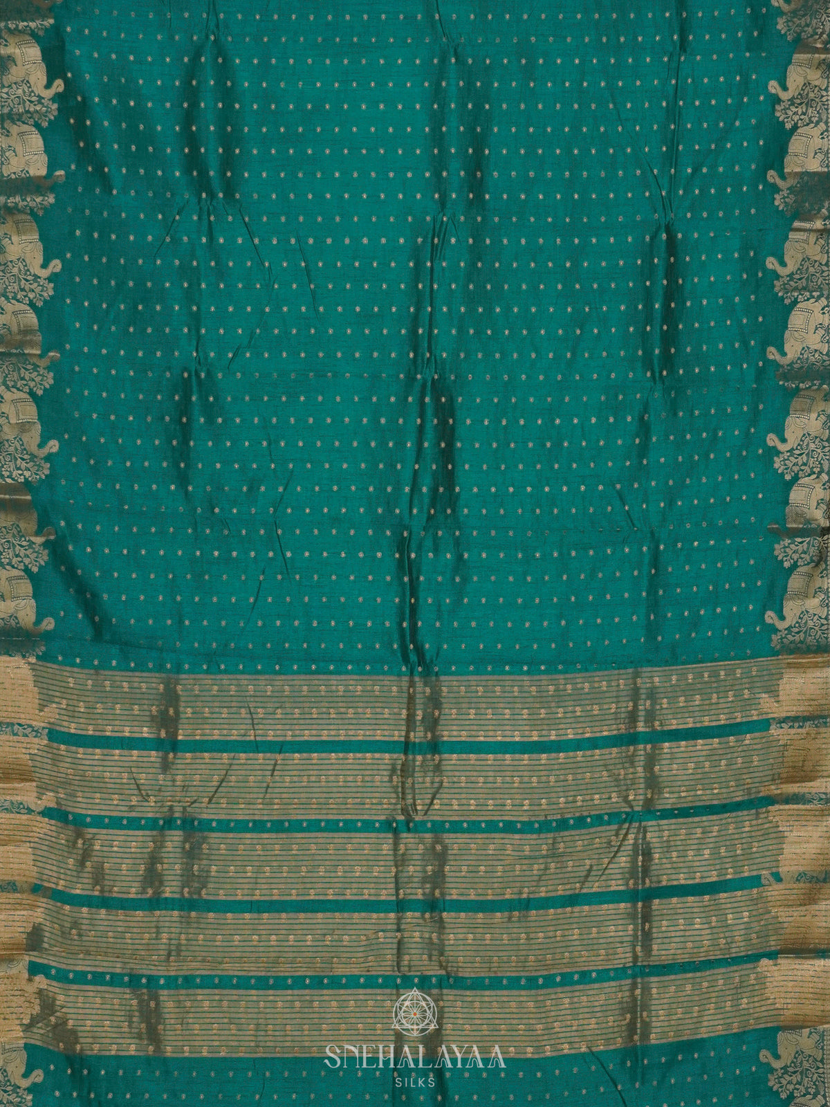 Teal Blue Raw Silk Saree