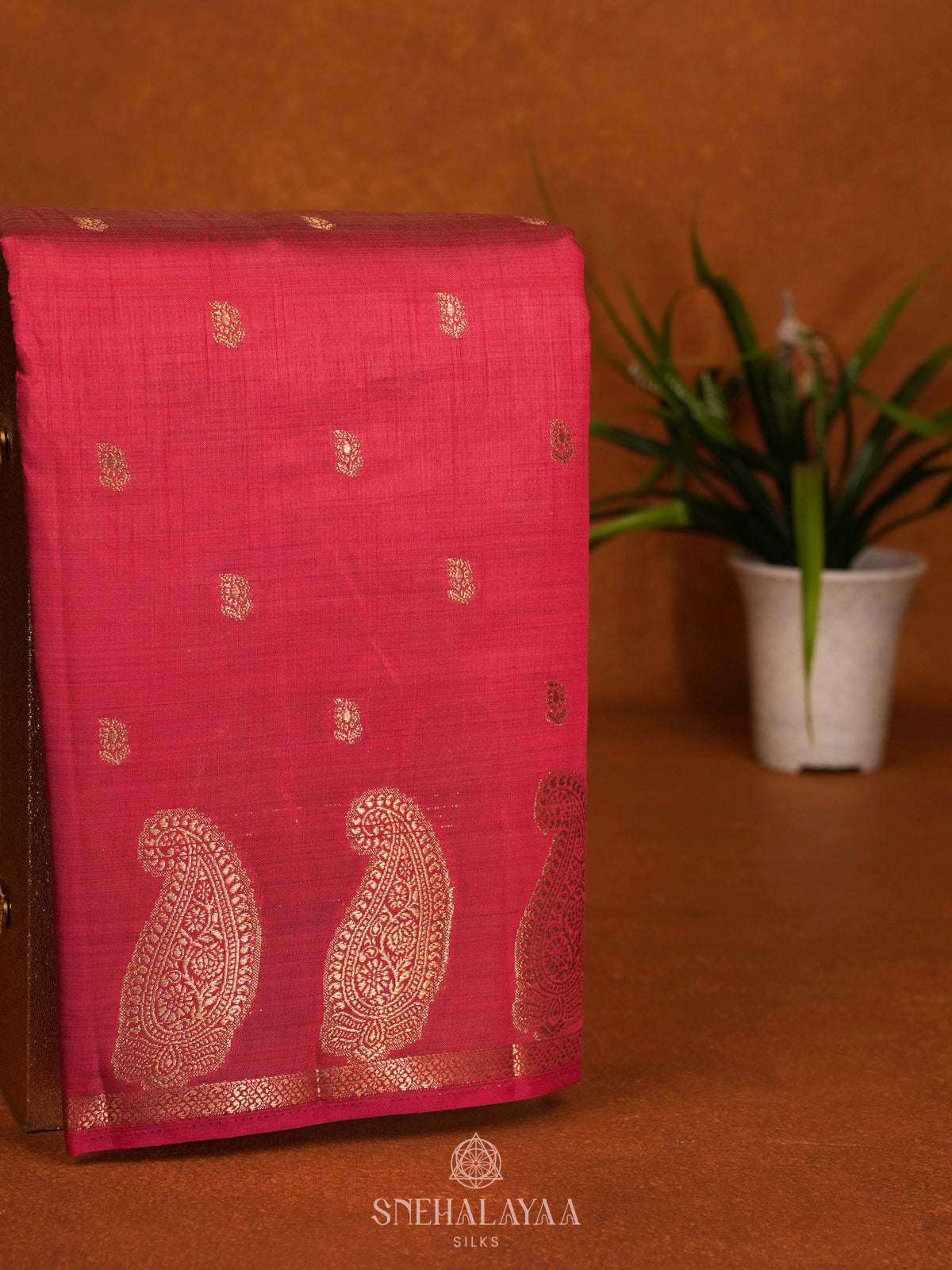 Ruby Red Raw Silk Saree