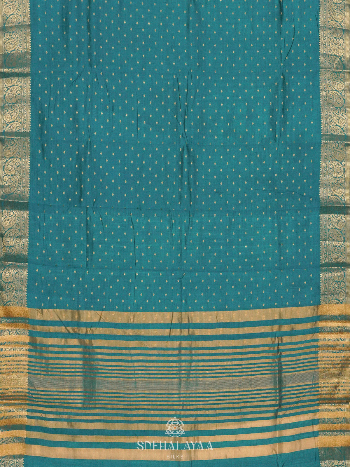 Teal Blue Raw Silk Saree