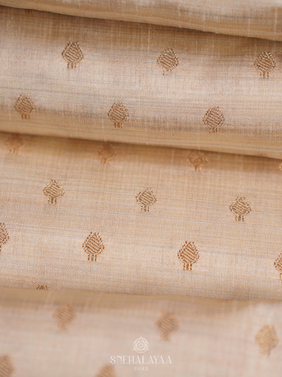 Cream  Raw Silk Saree