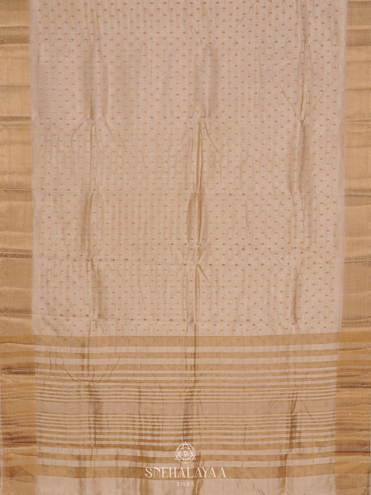 Cream  Raw Silk Saree