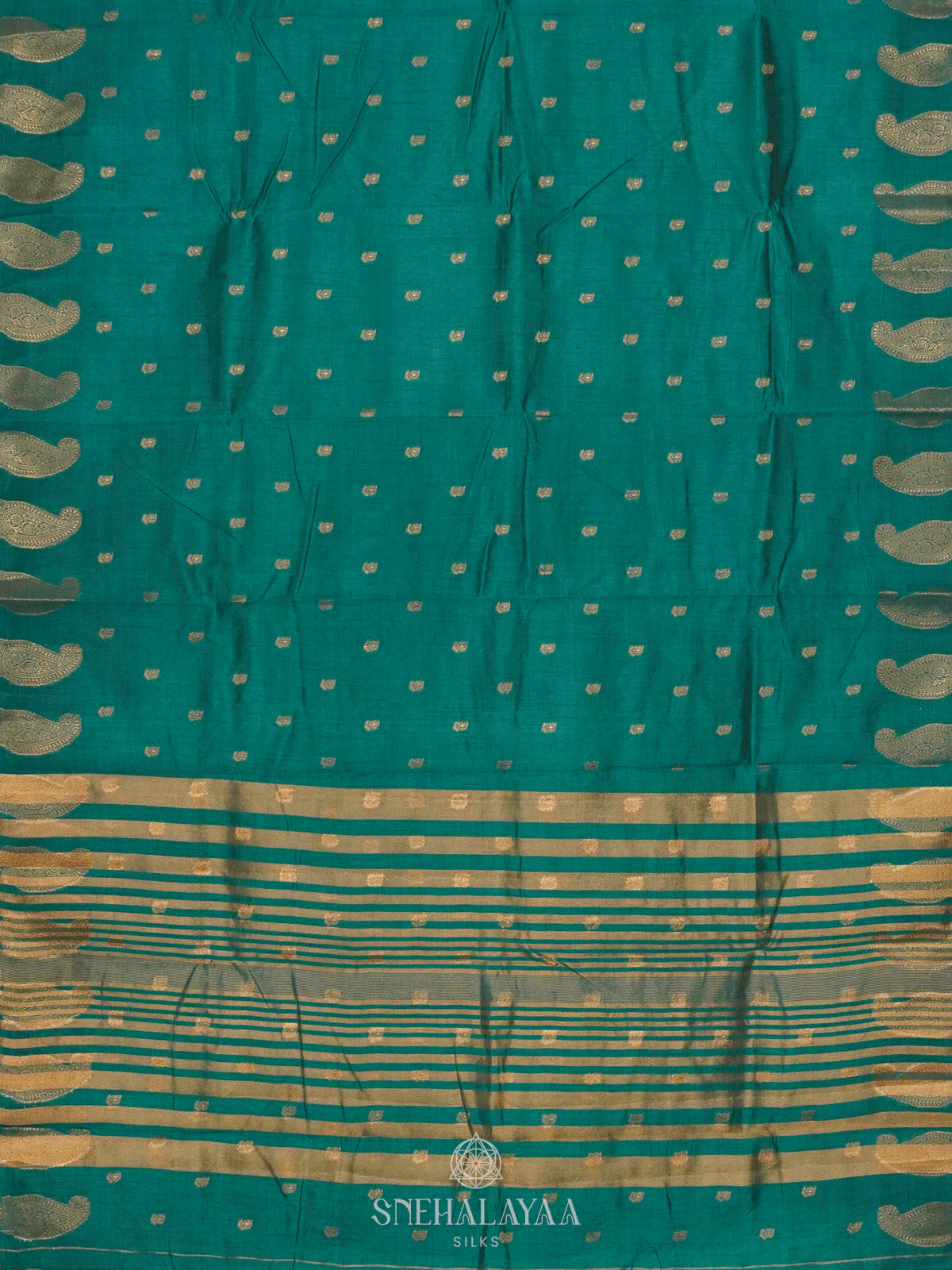 Teal Blue Raw Silk Saree