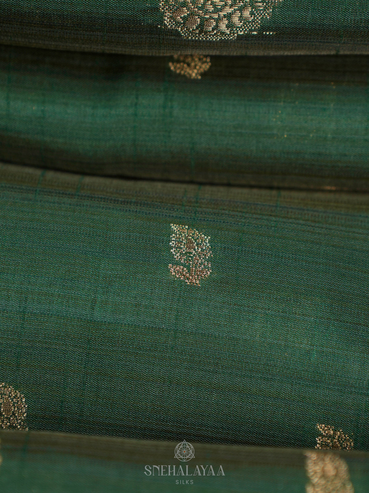 Forest Green Raw Silk Saree