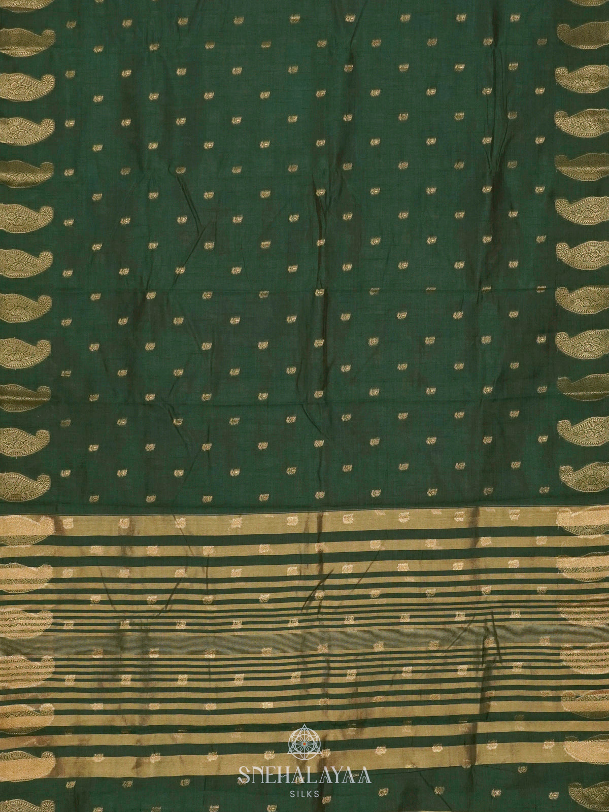 Forest Green Raw Silk Saree