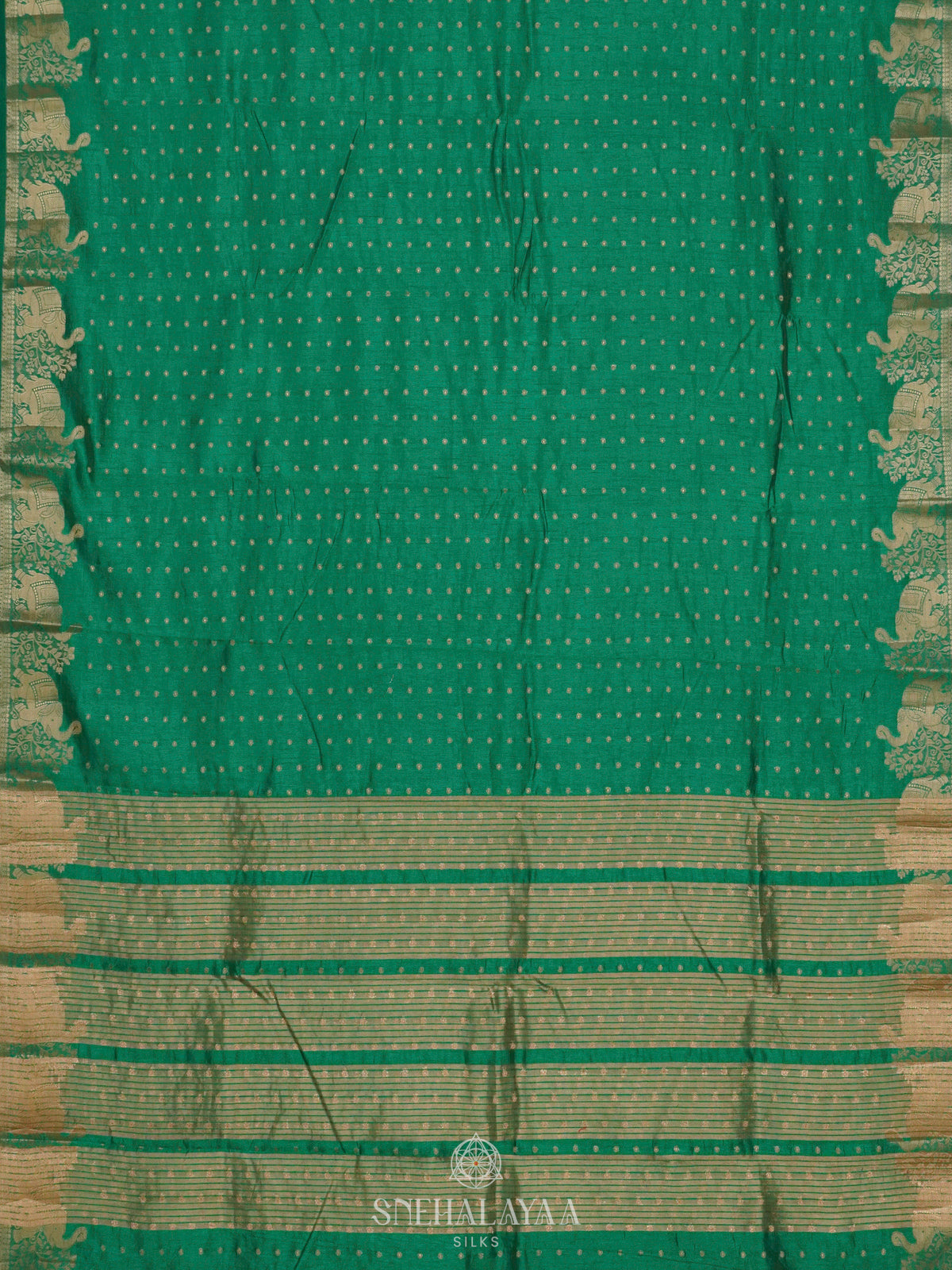 Emerald Green Raw Silk Saree