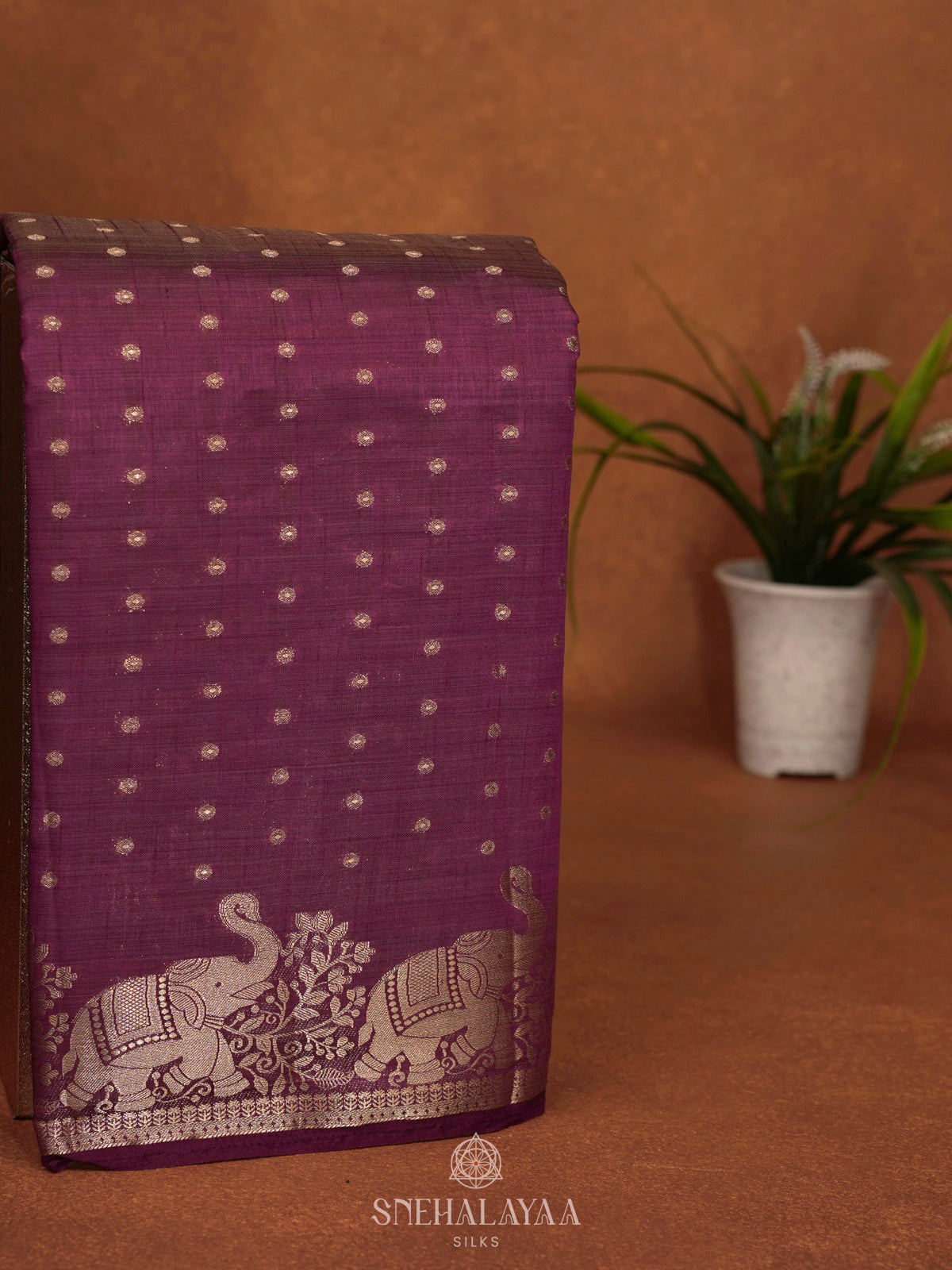 Wine Raw Silk Saree