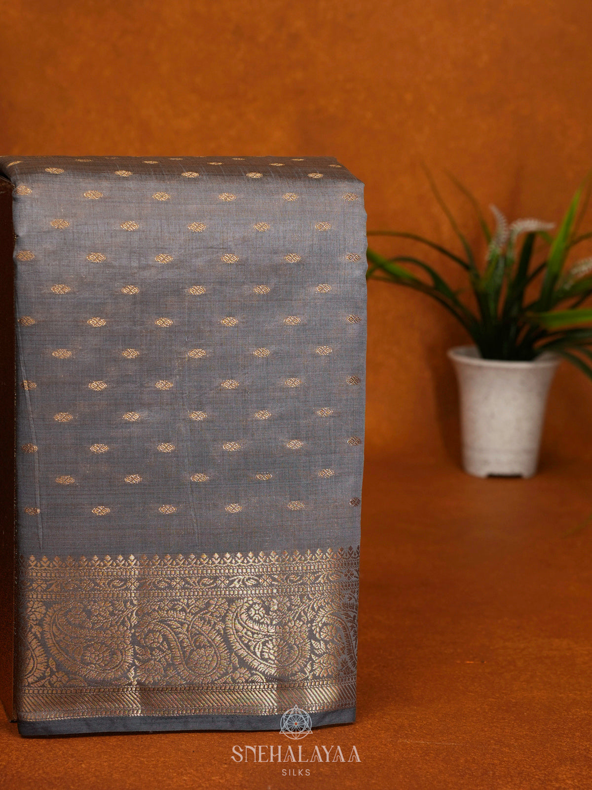 Grey Raw Silk Saree