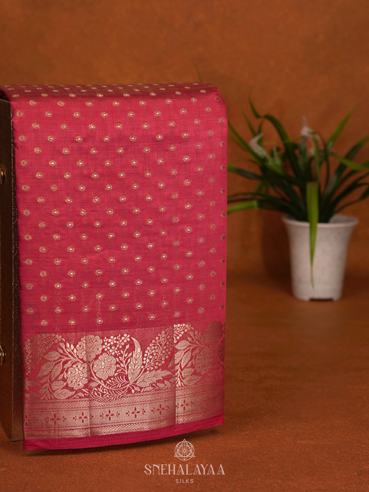 Ruby Red Raw Silk Saree