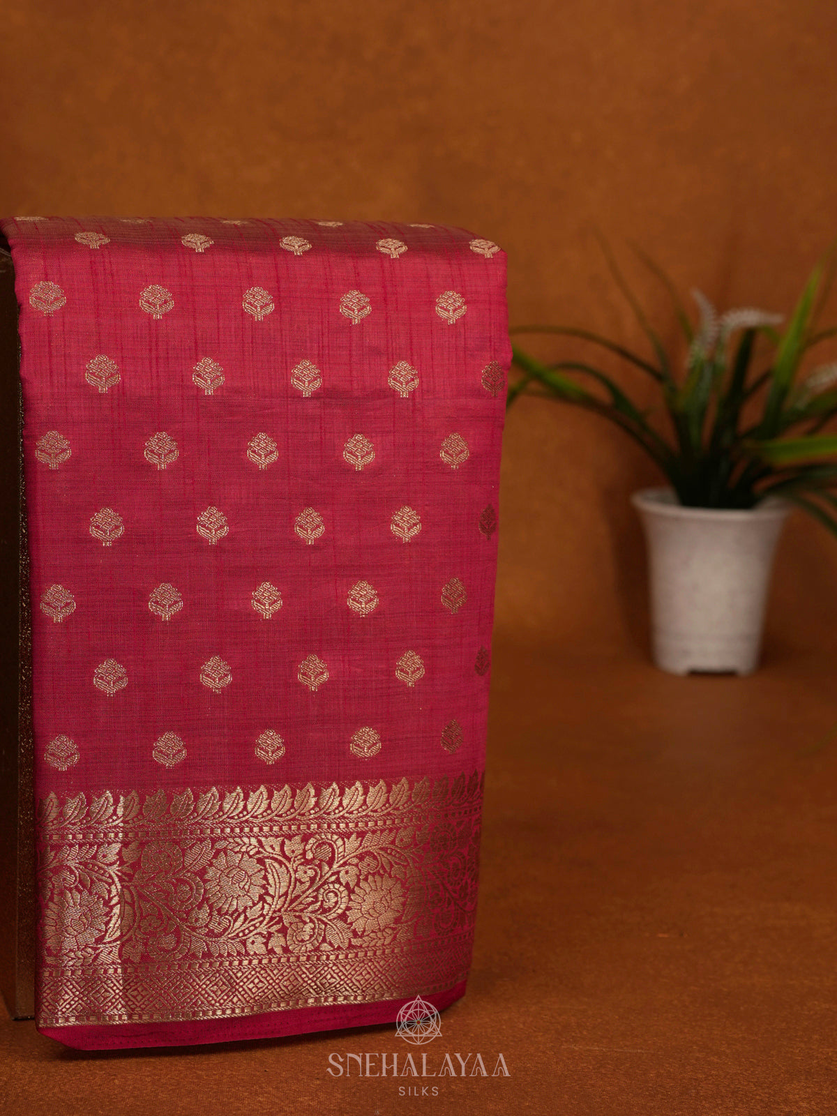 Ruby Red Raw Silk Saree