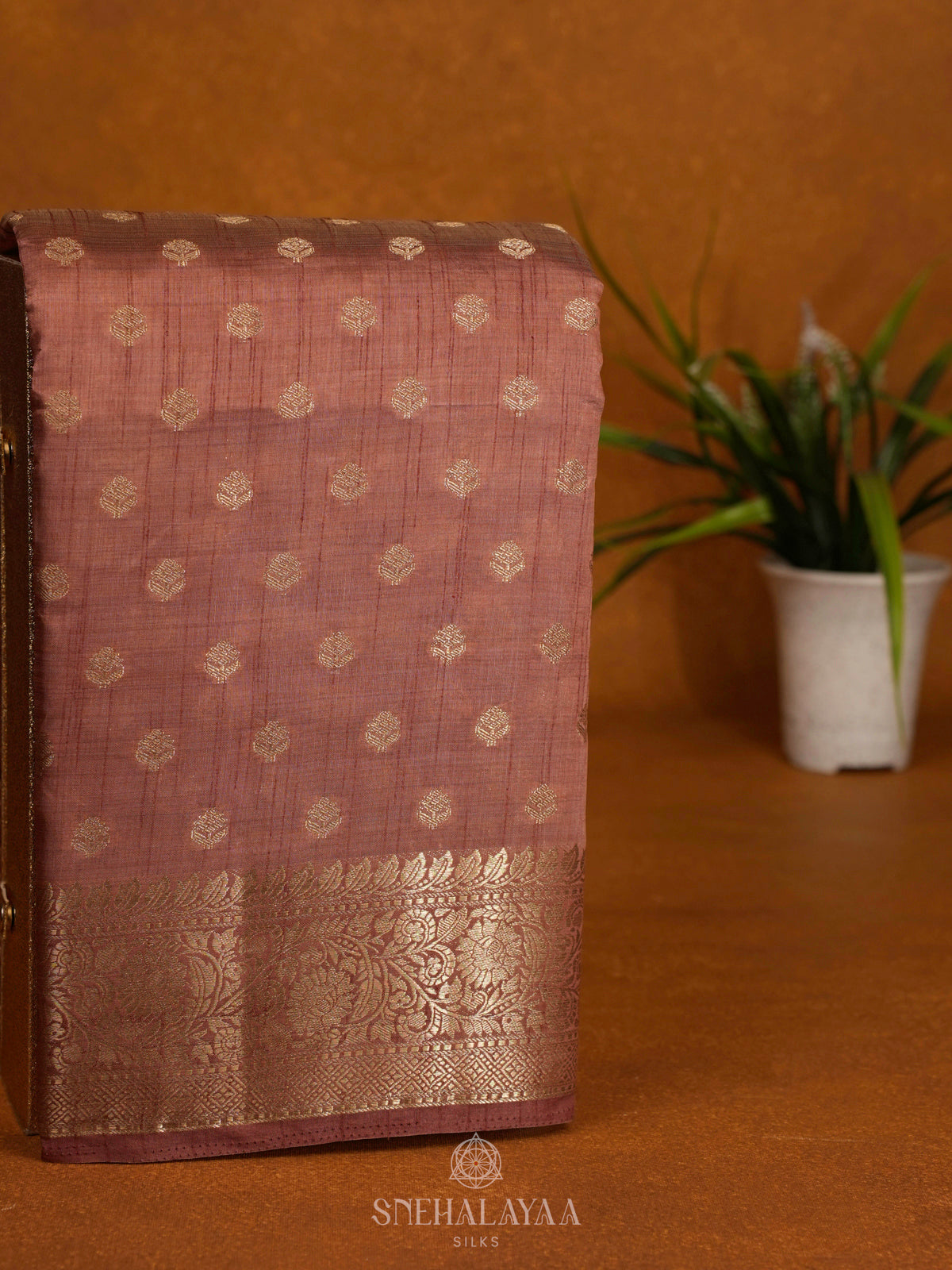 Mauve Pink Raw Silk Saree