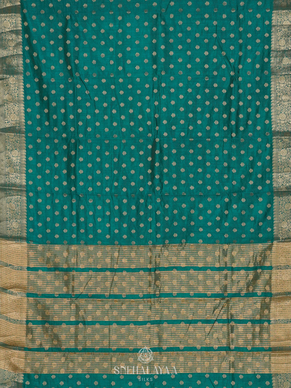 Teal Blue Raw Silk Saree