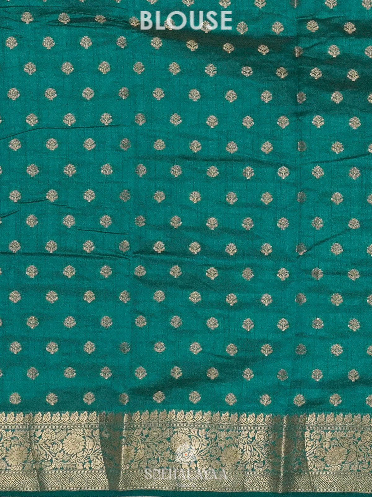 Teal Blue Raw Silk Saree