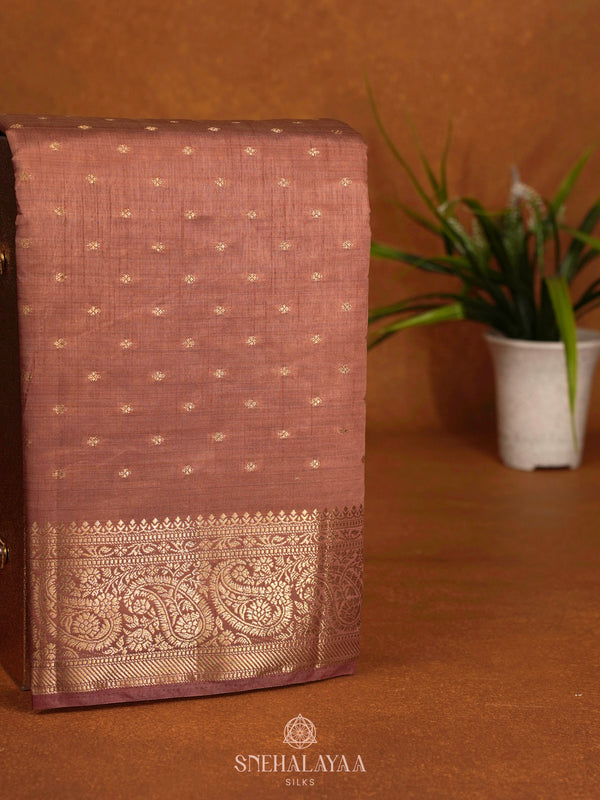 Mauve Pink Raw Silk Saree
