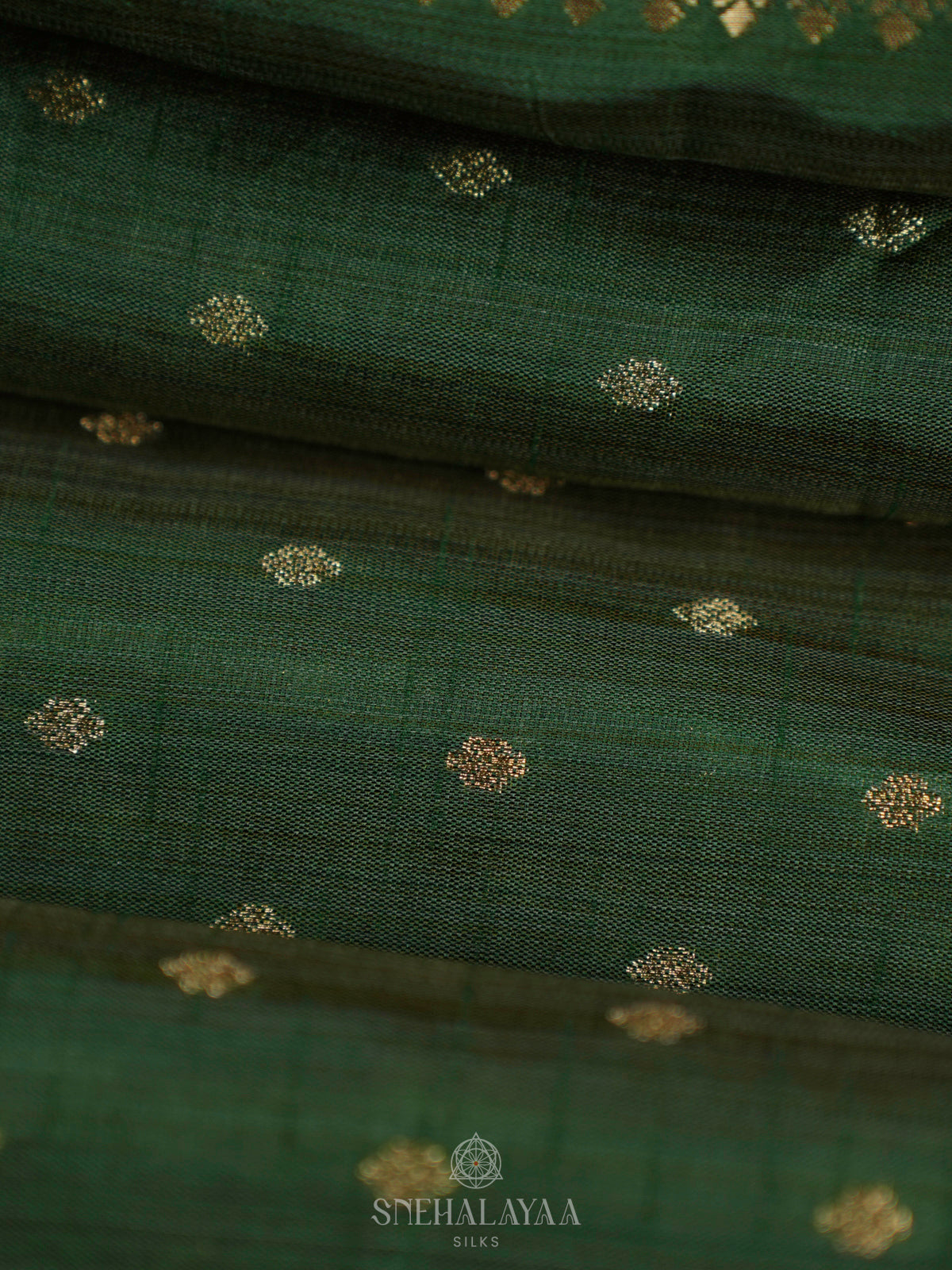 Forest Green Raw Silk Saree