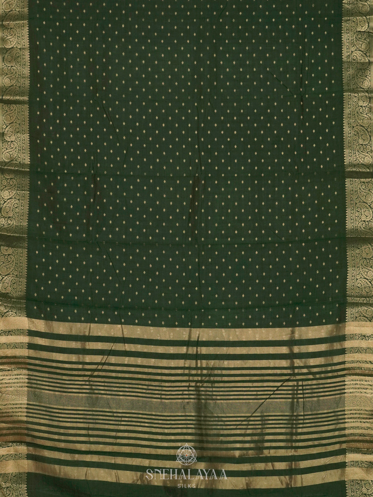 Forest Green Raw Silk Saree