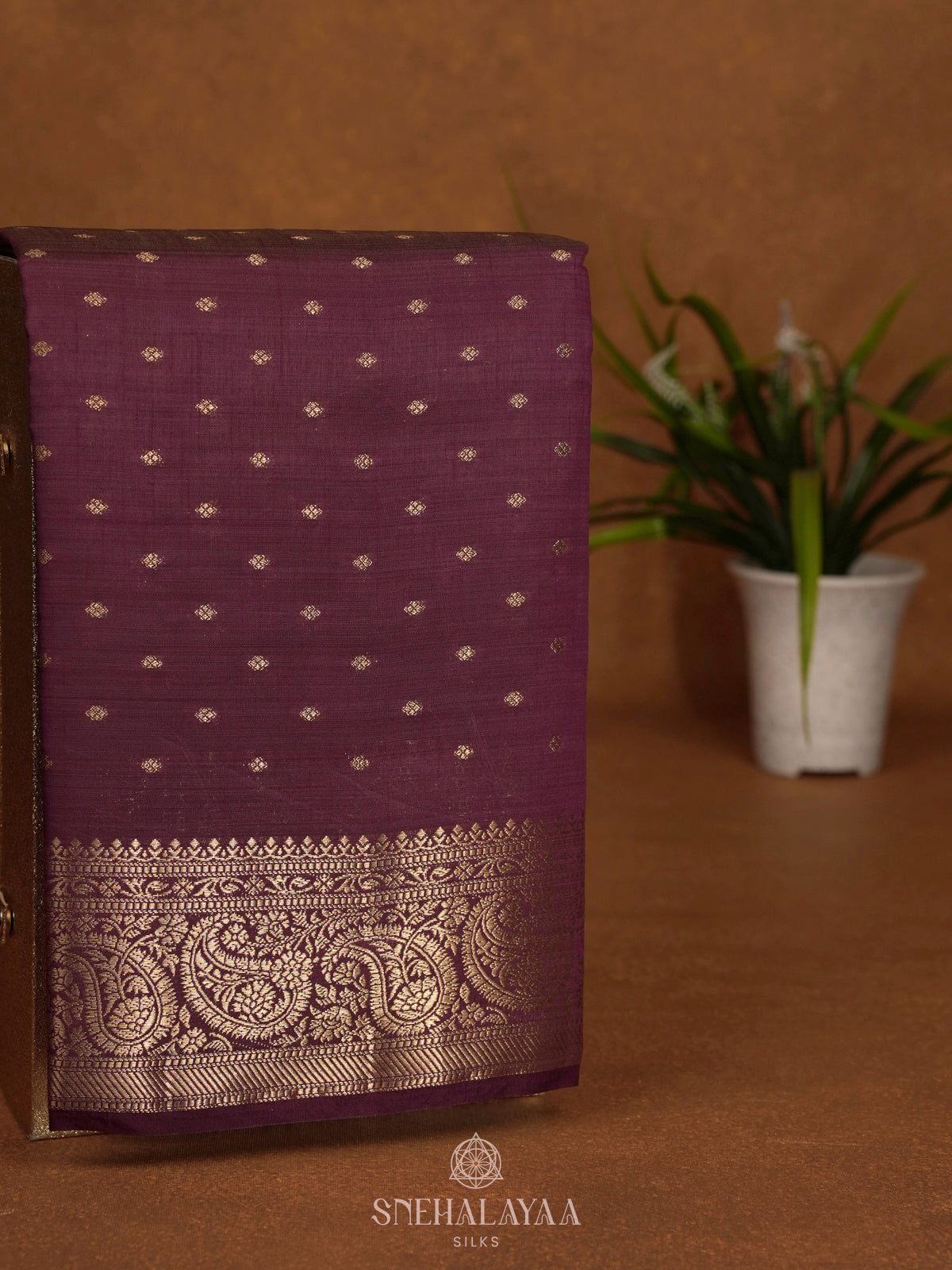 Plum Raw Silk Saree