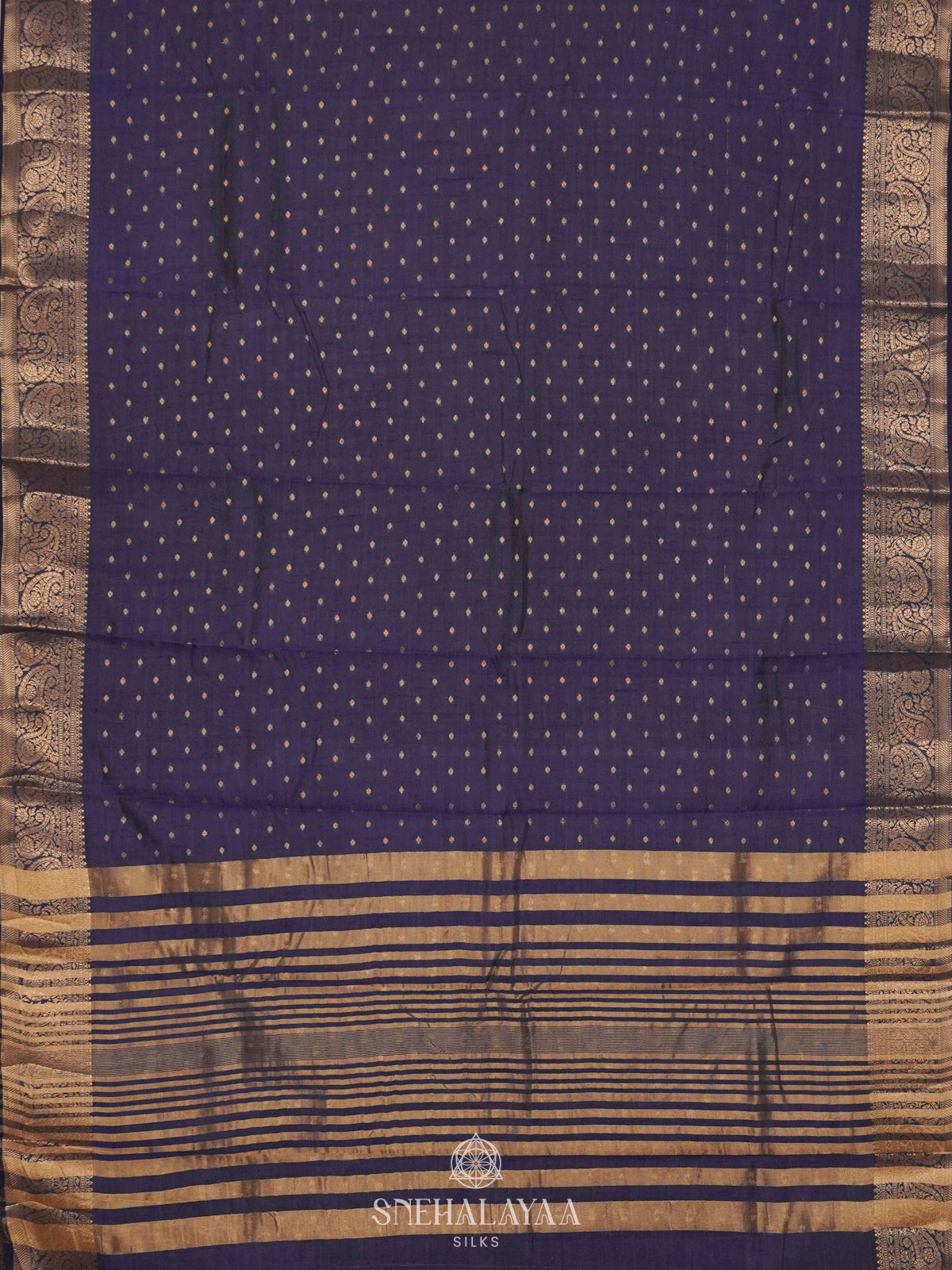Navy Blue Raw Silk Saree