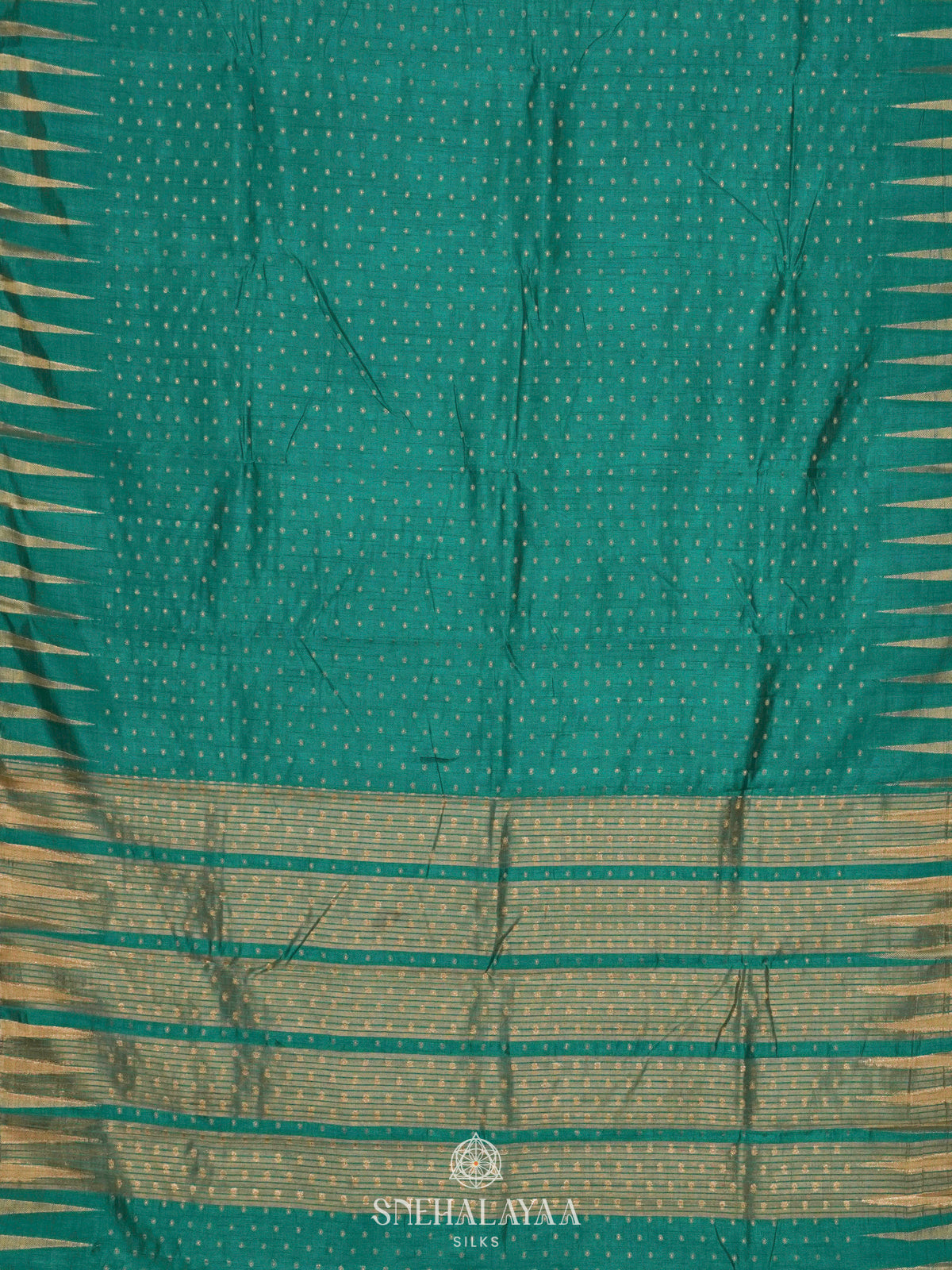 Teal Green Raw Silk Saree