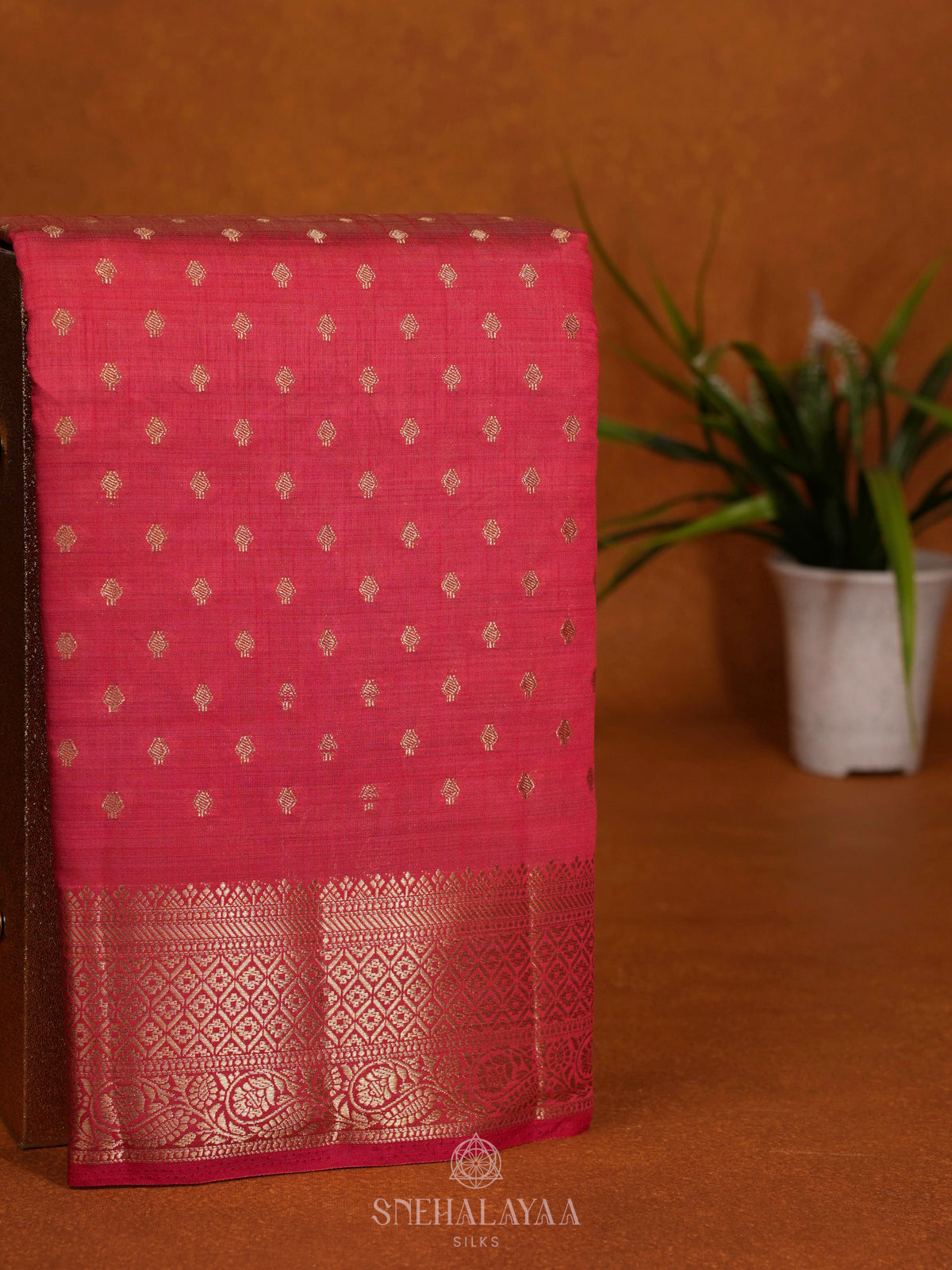 Ruby Red Raw Silk Saree