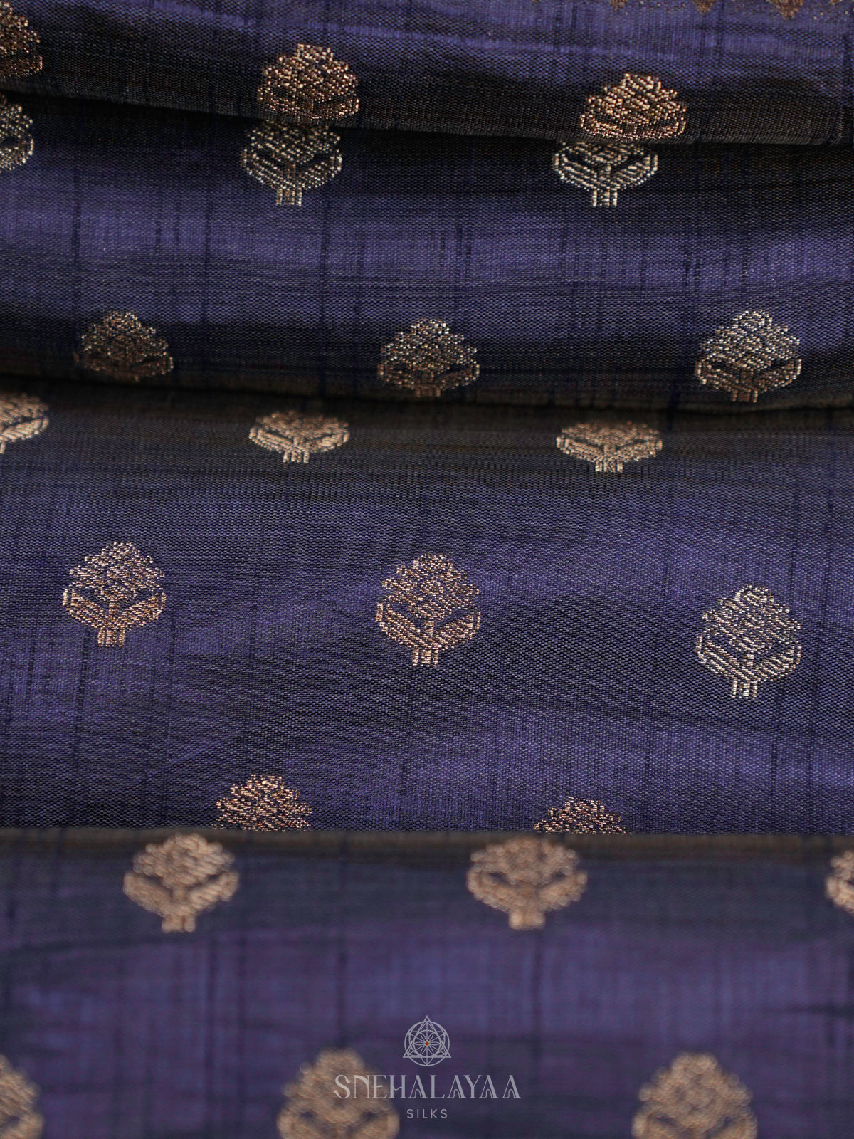 Navy Blue Raw Silk Saree